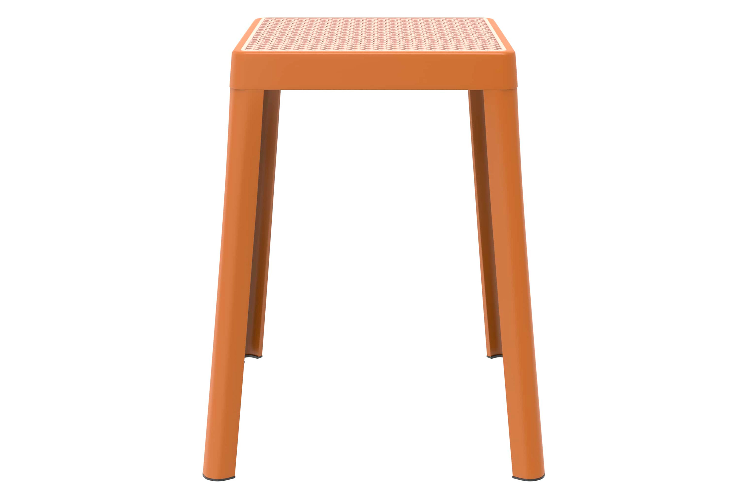 LeisureMod Tresse Mid-Century Modern Stackable Square Plastic Dining Stool with Wicker Top - Yellow