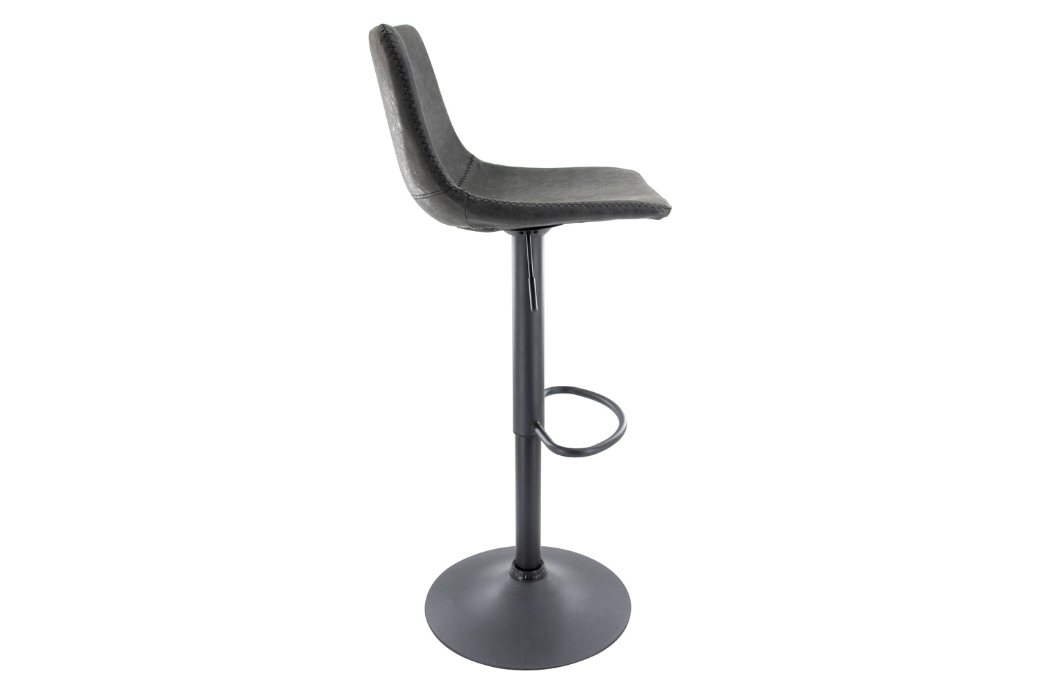 LeisureMod Tilbury Modem Adjustable Bar Stool with Footrest and 360-Degree Swivel - Charcoal/Black