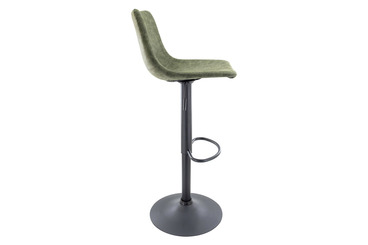 LeisureMod Tilbury Modem Adjustable Bar Stool with Footrest and 360-Degree Swivel - Olive Green