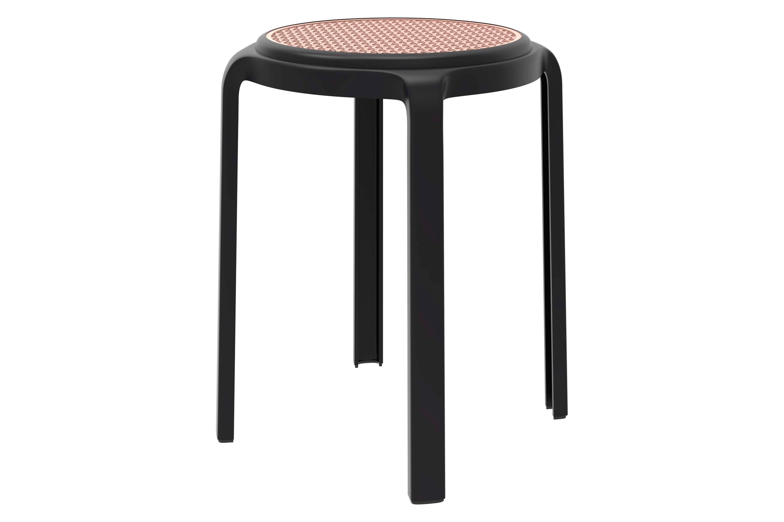 LeisureMod Tresse Mid-Century Modern Stackable Round Plastic Dining Stool