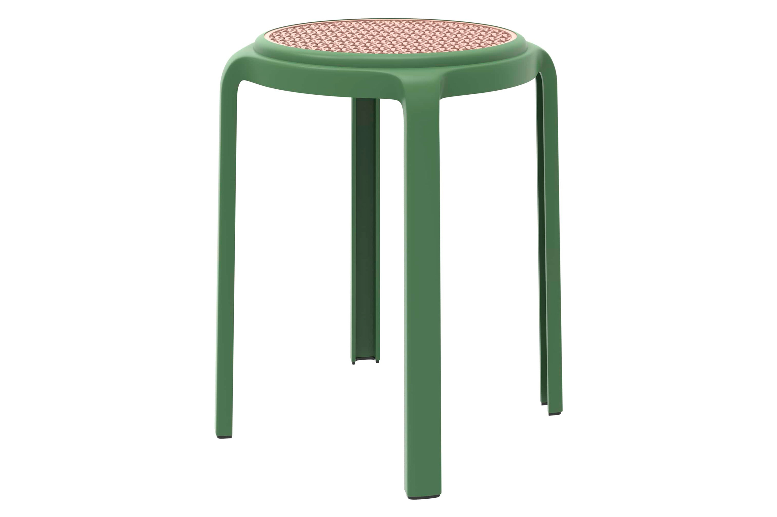 LeisureMod Tresse Mid-Century Modern Stackable Round Plastic Dining Stool