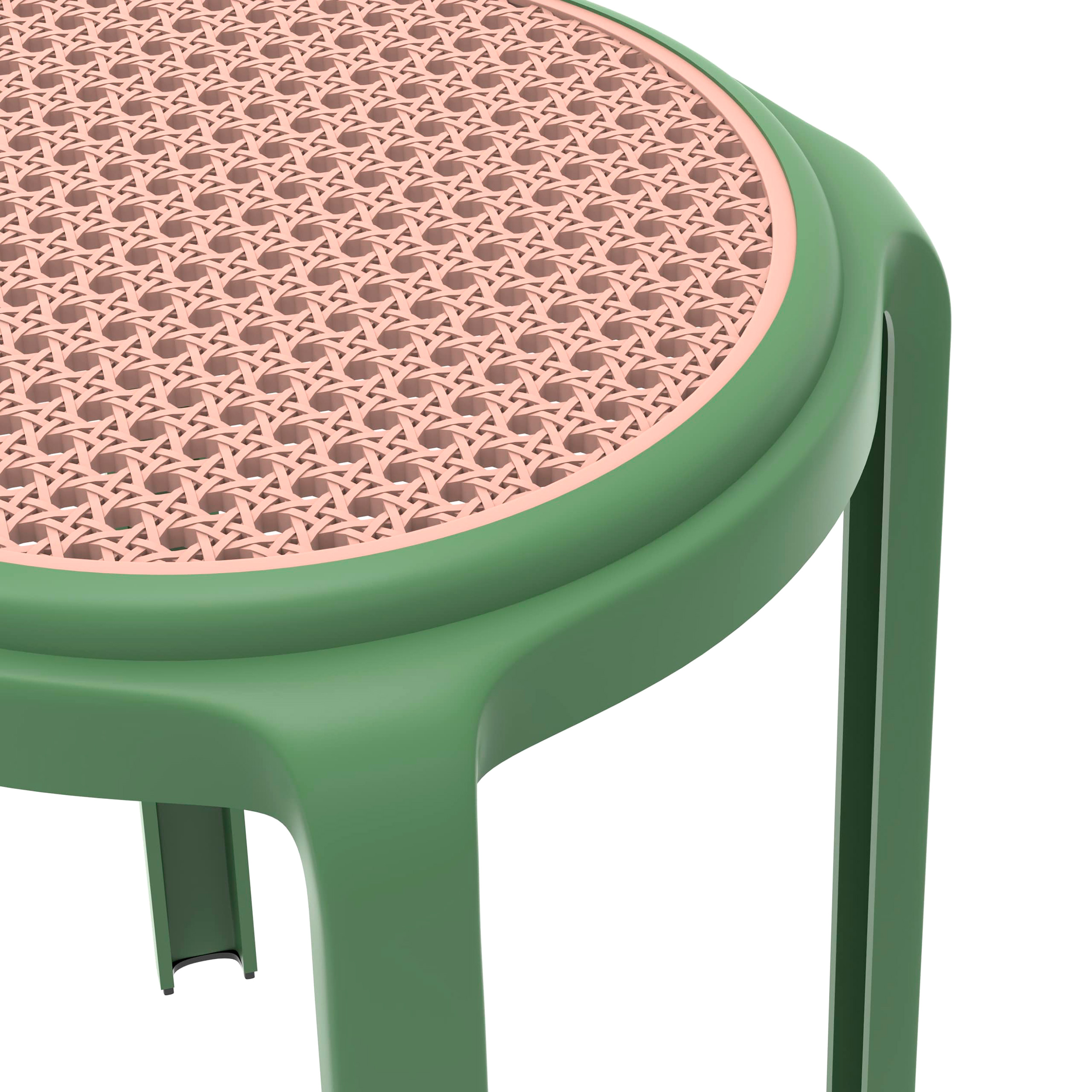 LeisureMod Tresse Mid-Century Modern Stackable Round Plastic Dining Stool - Green