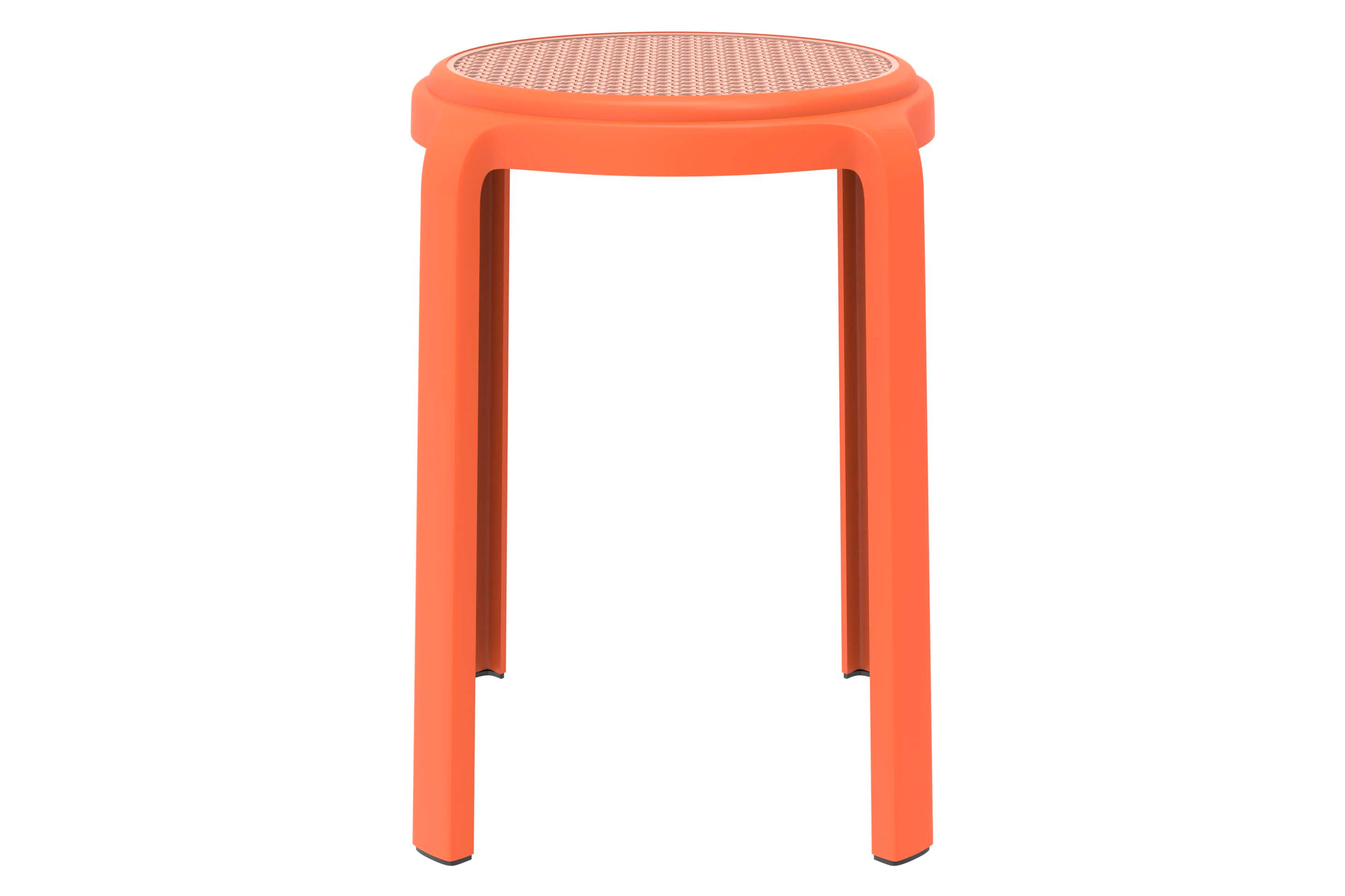 LeisureMod Tresse Mid-Century Modern Stackable Round Plastic Dining Stool - Orange