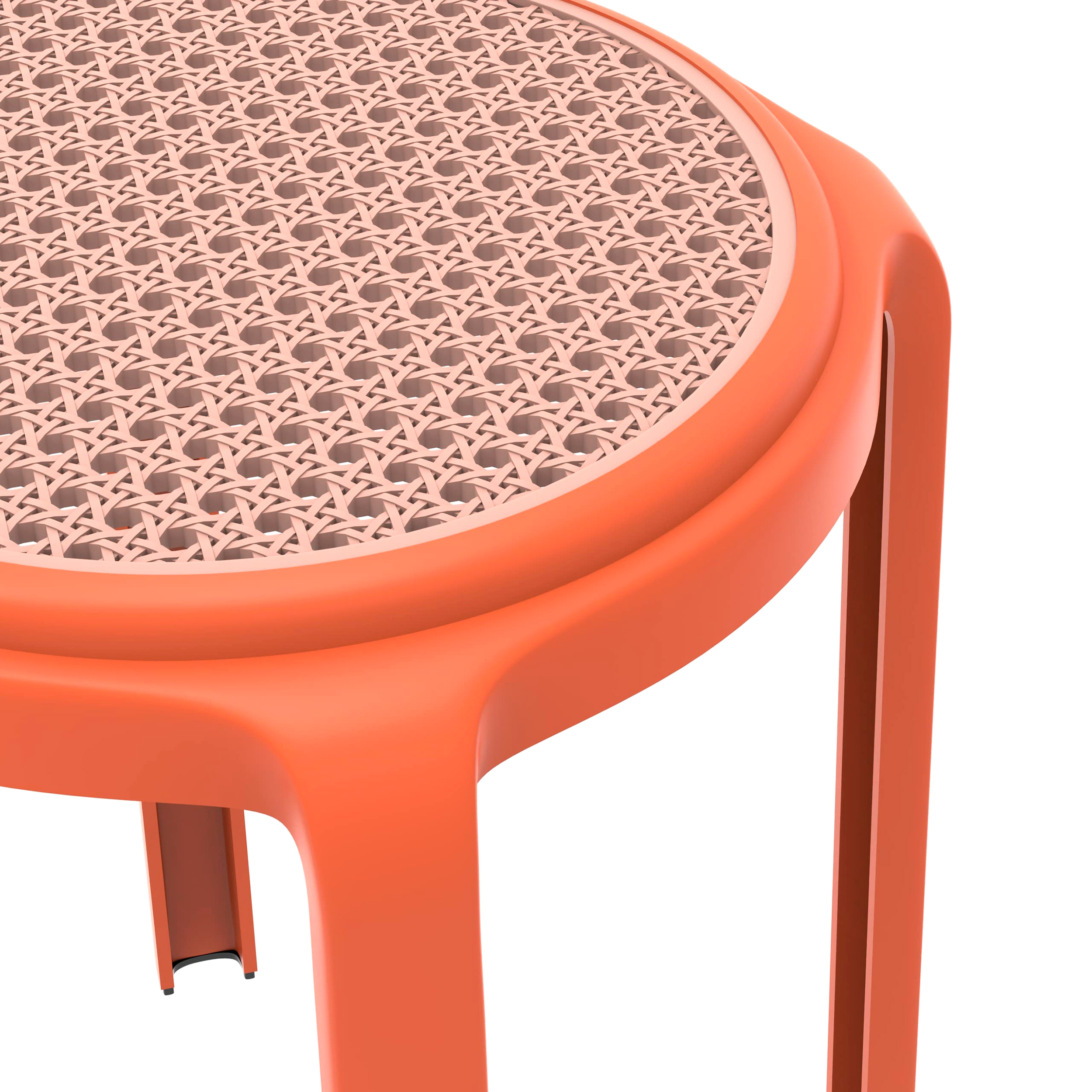 LeisureMod Tresse Mid-Century Modern Stackable Round Plastic Dining Stool - Orange