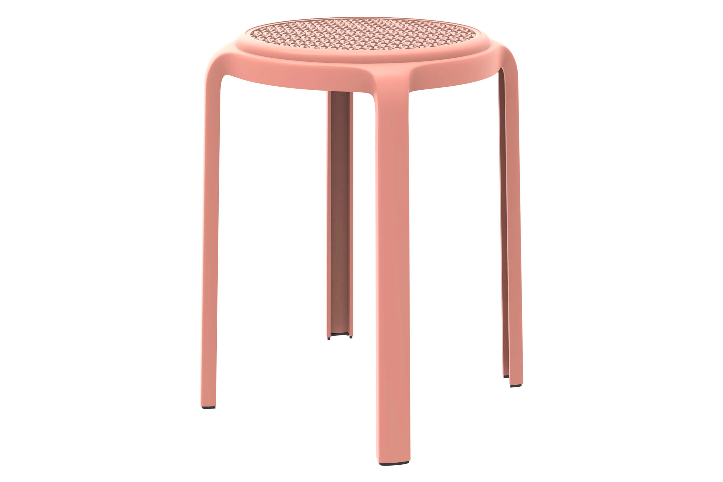 LeisureMod Tresse Mid-Century Modern Stackable Round Plastic Dining Stool