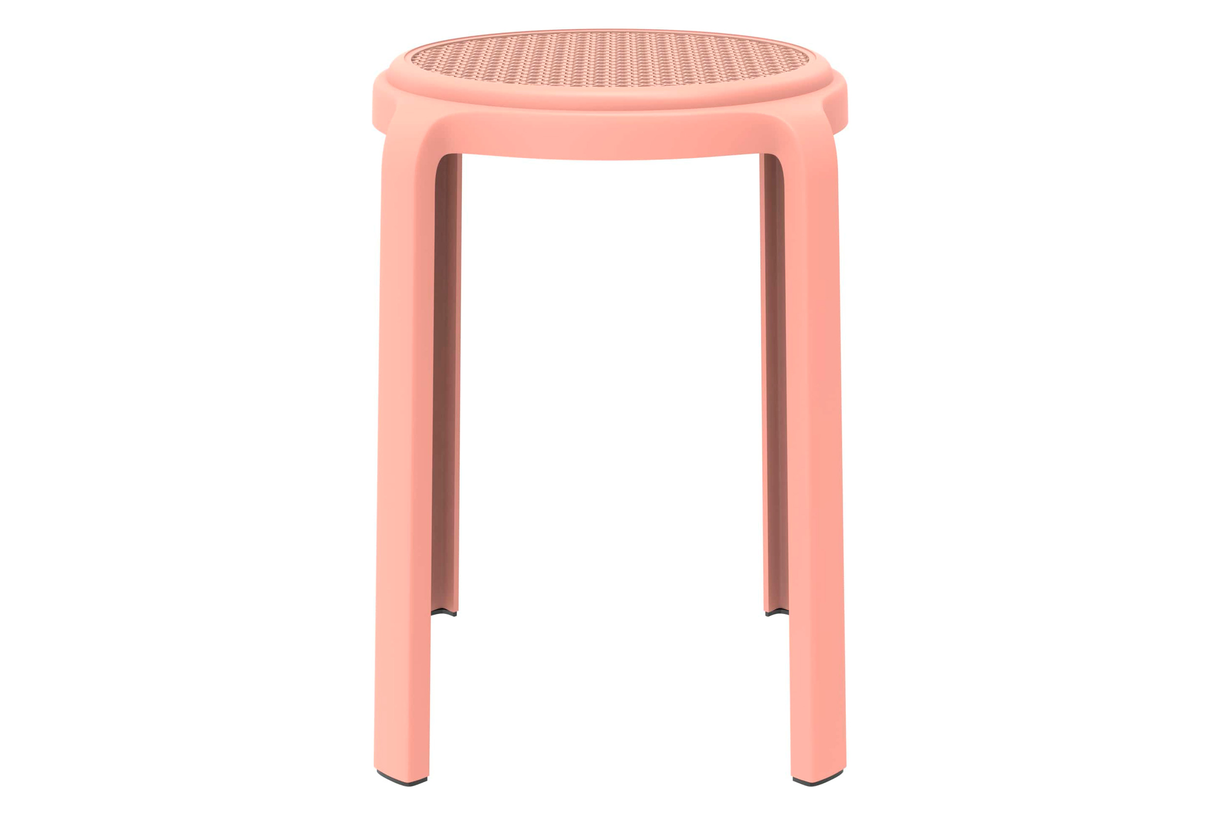 LeisureMod Tresse Mid-Century Modern Stackable Round Plastic Dining Stool - Pink