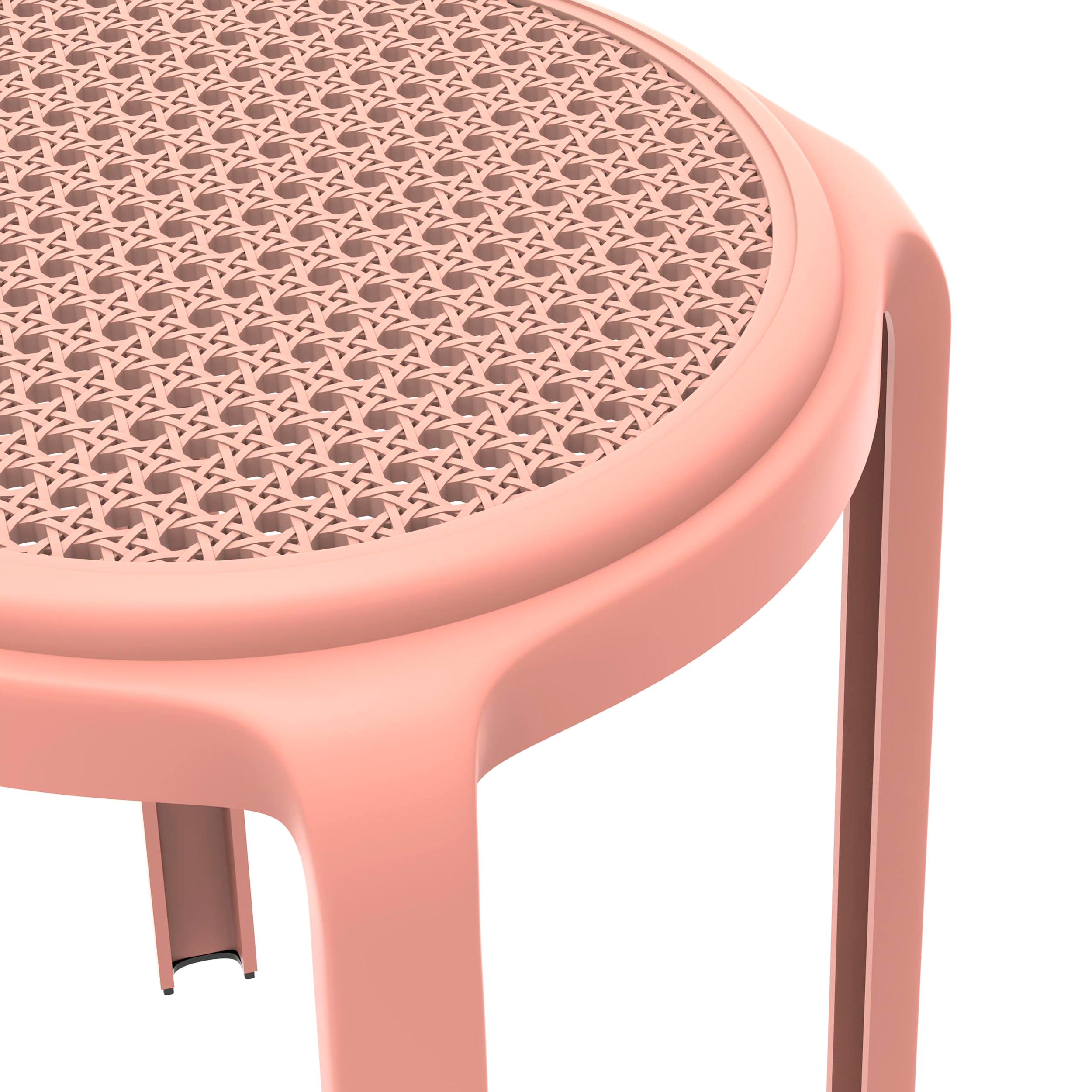 LeisureMod Tresse Mid-Century Modern Stackable Round Plastic Dining Stool - Pink