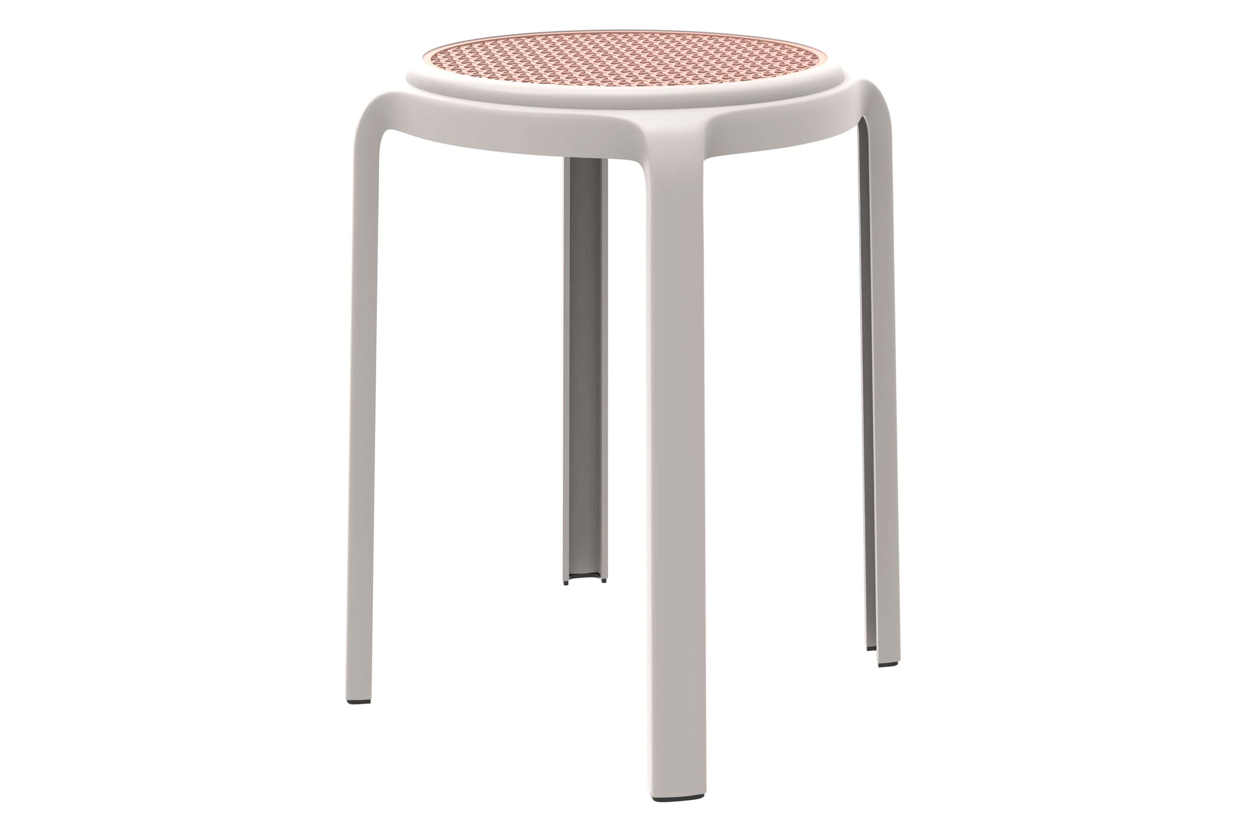 LeisureMod Tresse Mid-Century Modern Stackable Round Plastic Dining Stool