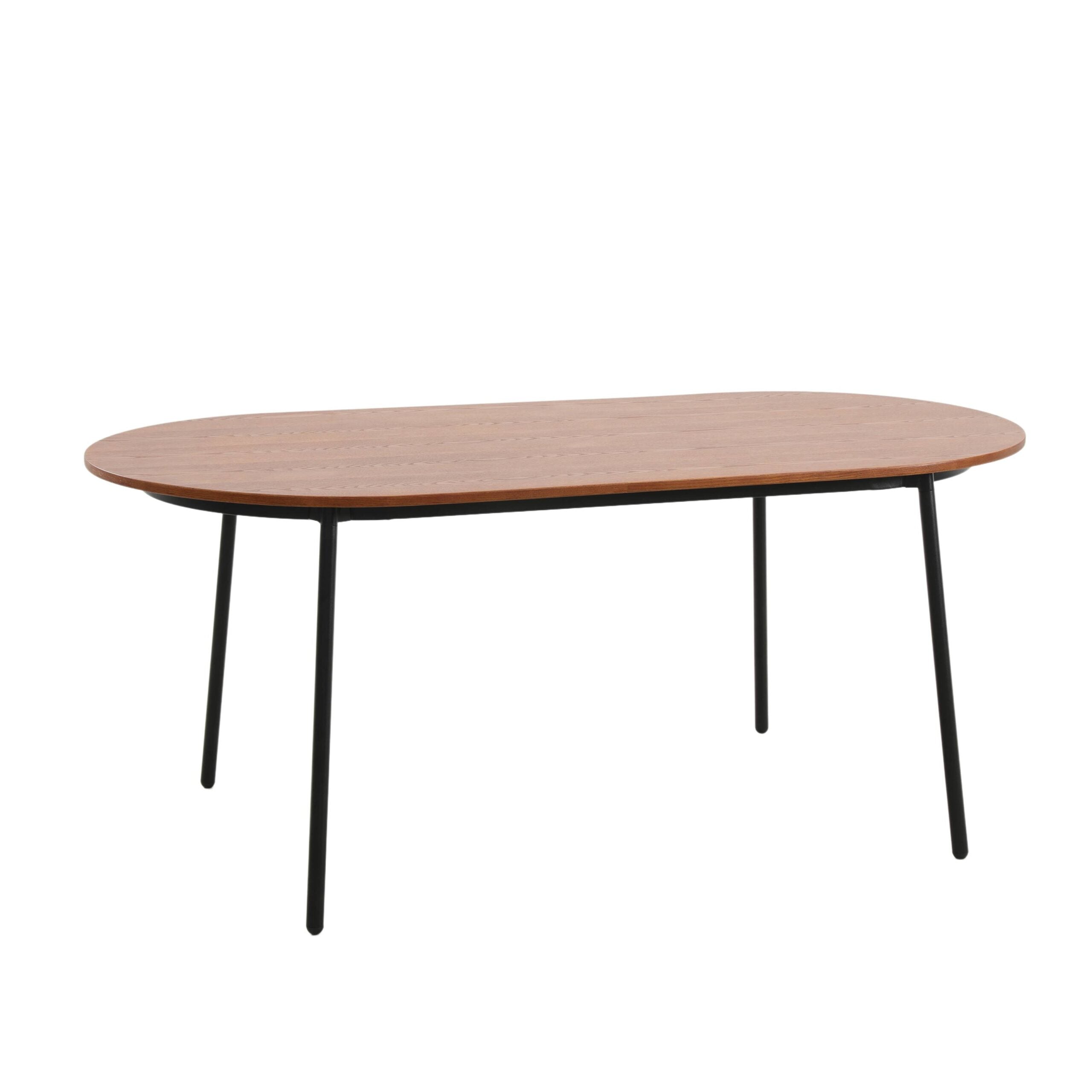 LeisureMod Tule Modern 71" Oval Dining Table with MDF Top and Black Steel Legs