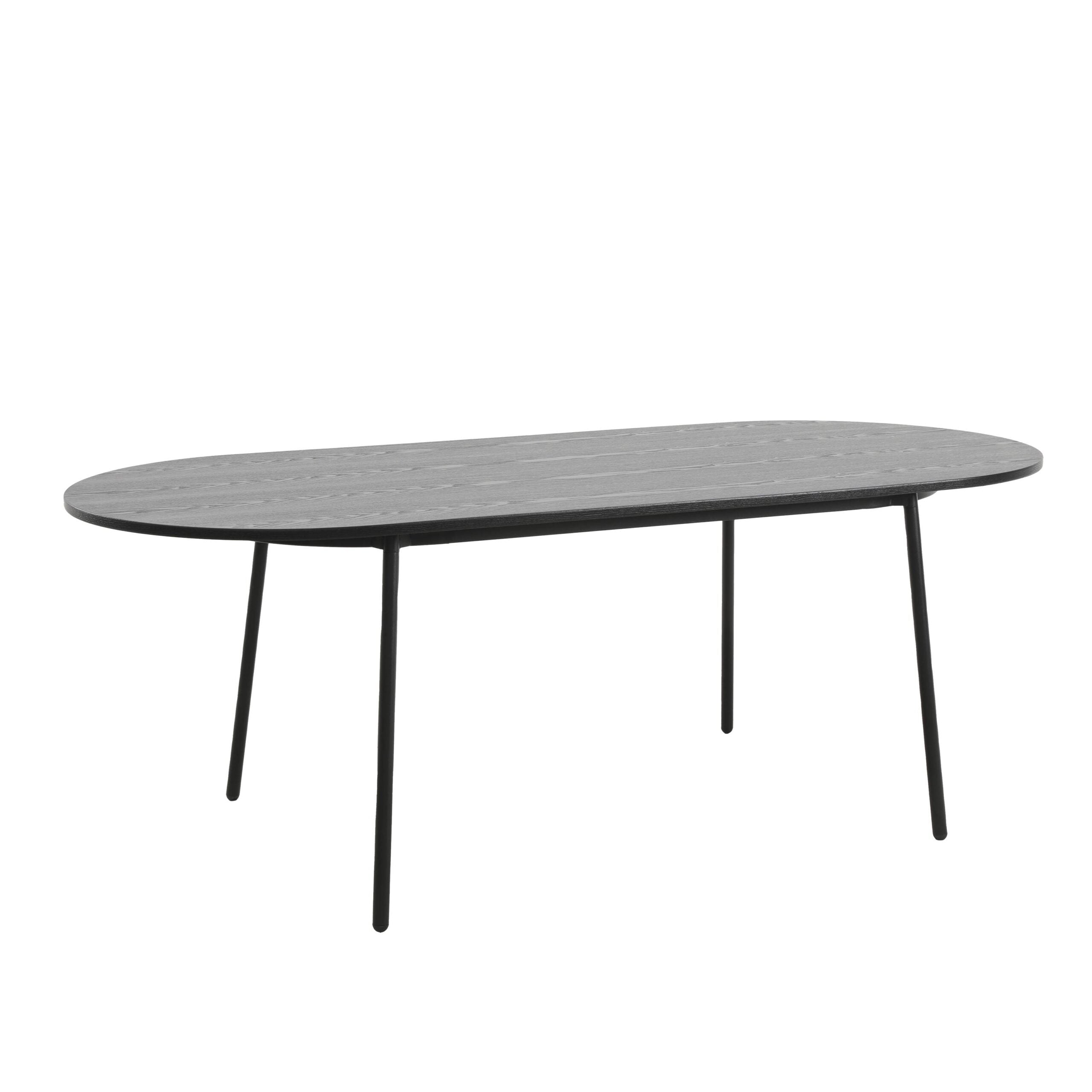 LeisureMod Tule Modern 83" Oval Dining Table with MDF Top and Black Steel Legs