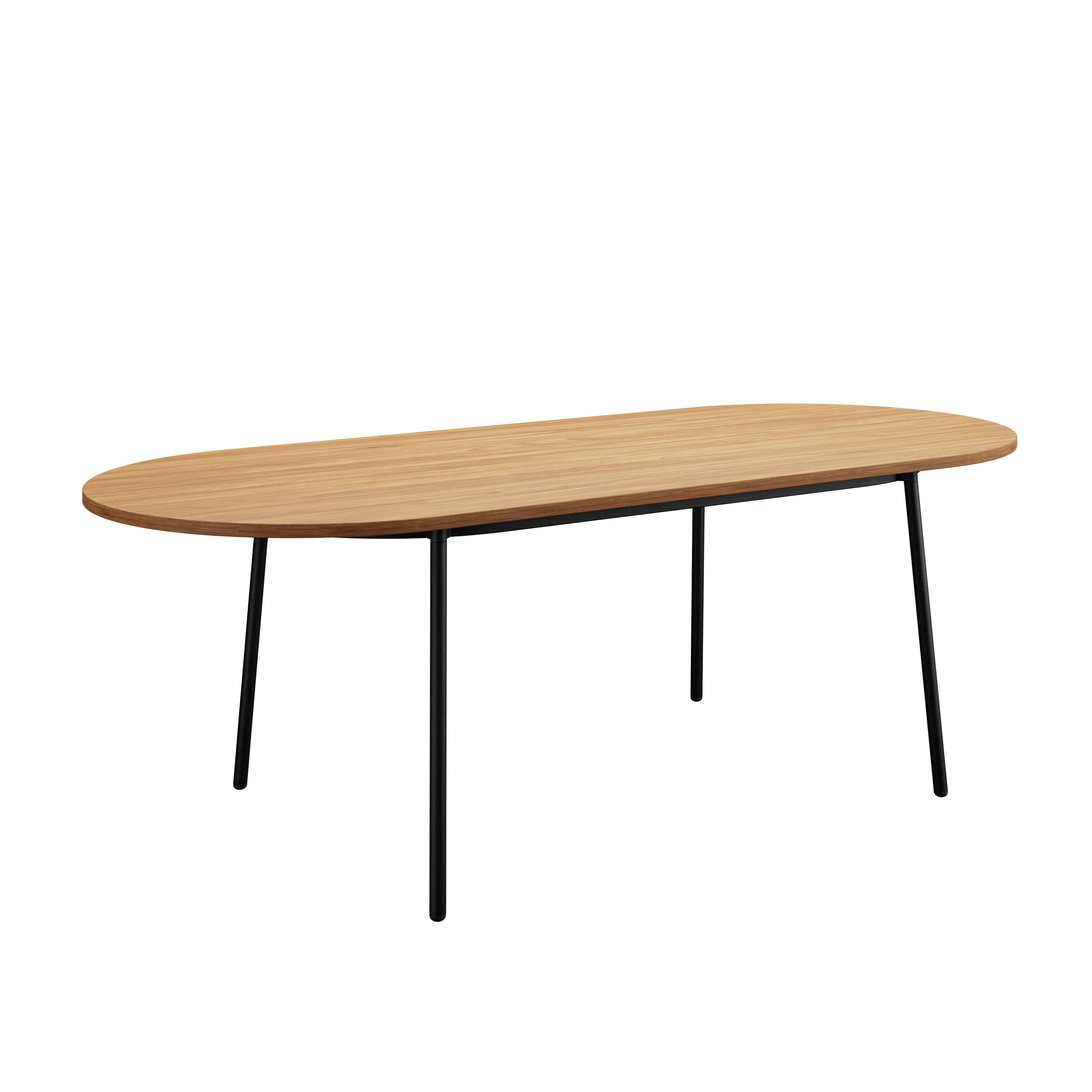 LeisureMod Tule Modern 83" Oval Dining Table with MDF Top and Black Steel Legs