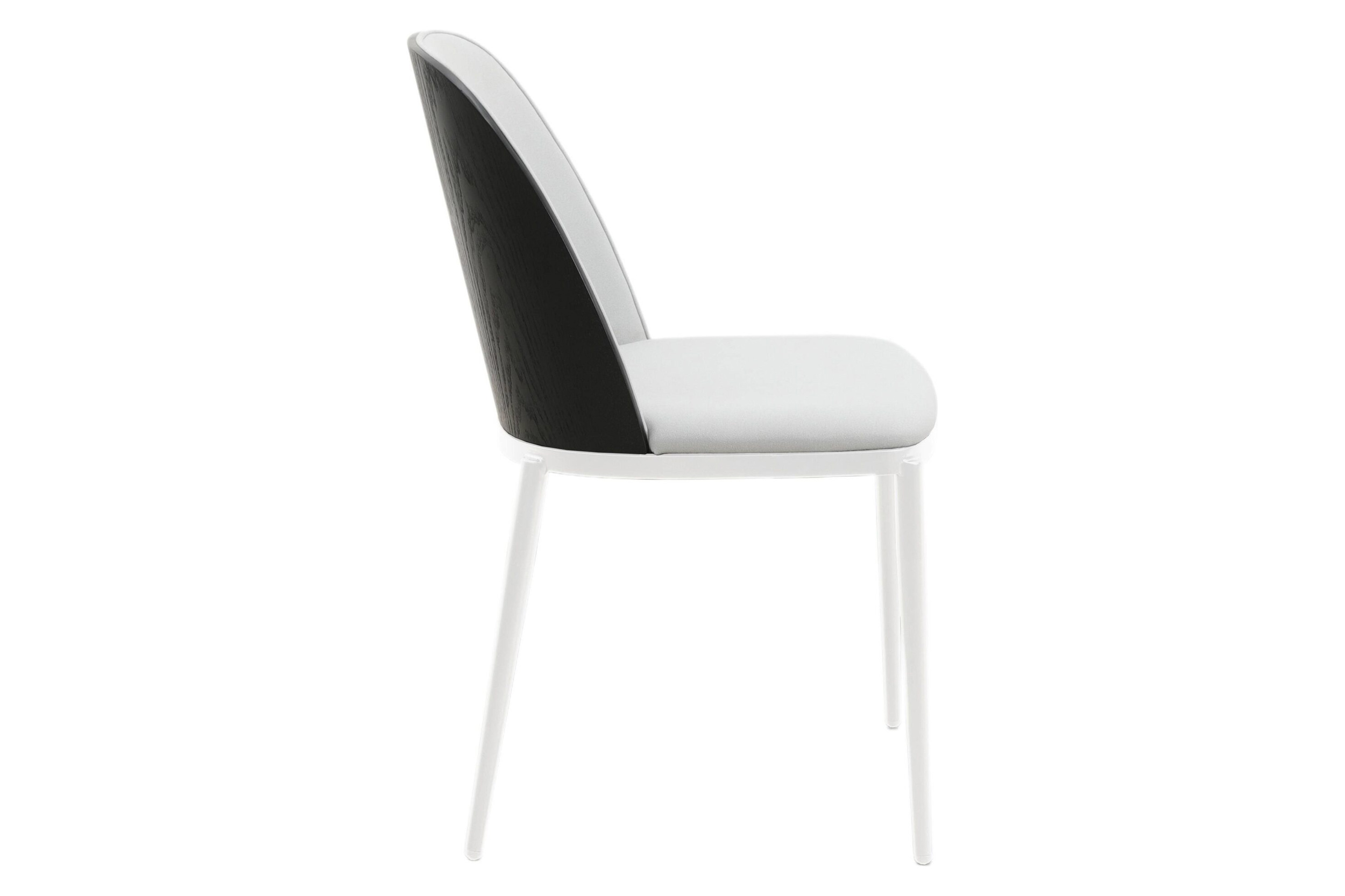 LeisureMod Tule Mid-Century Modern Dining Side Chair with White Powder-Coated Steel Frame - Black/Platinum Blue