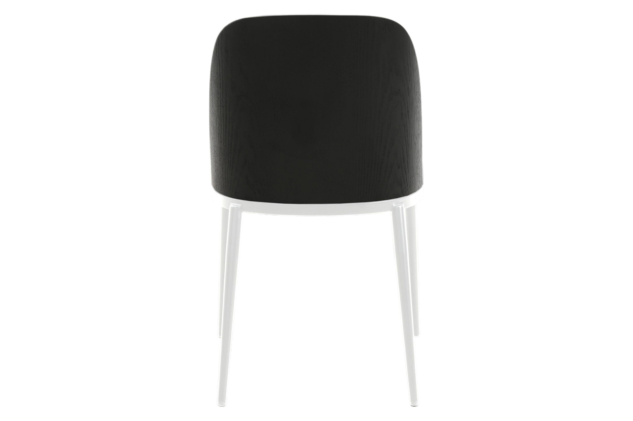 LeisureMod Tule Mid-Century Modern Dining Side Chair with White Powder-Coated Steel Frame - Black/Platinum Blue