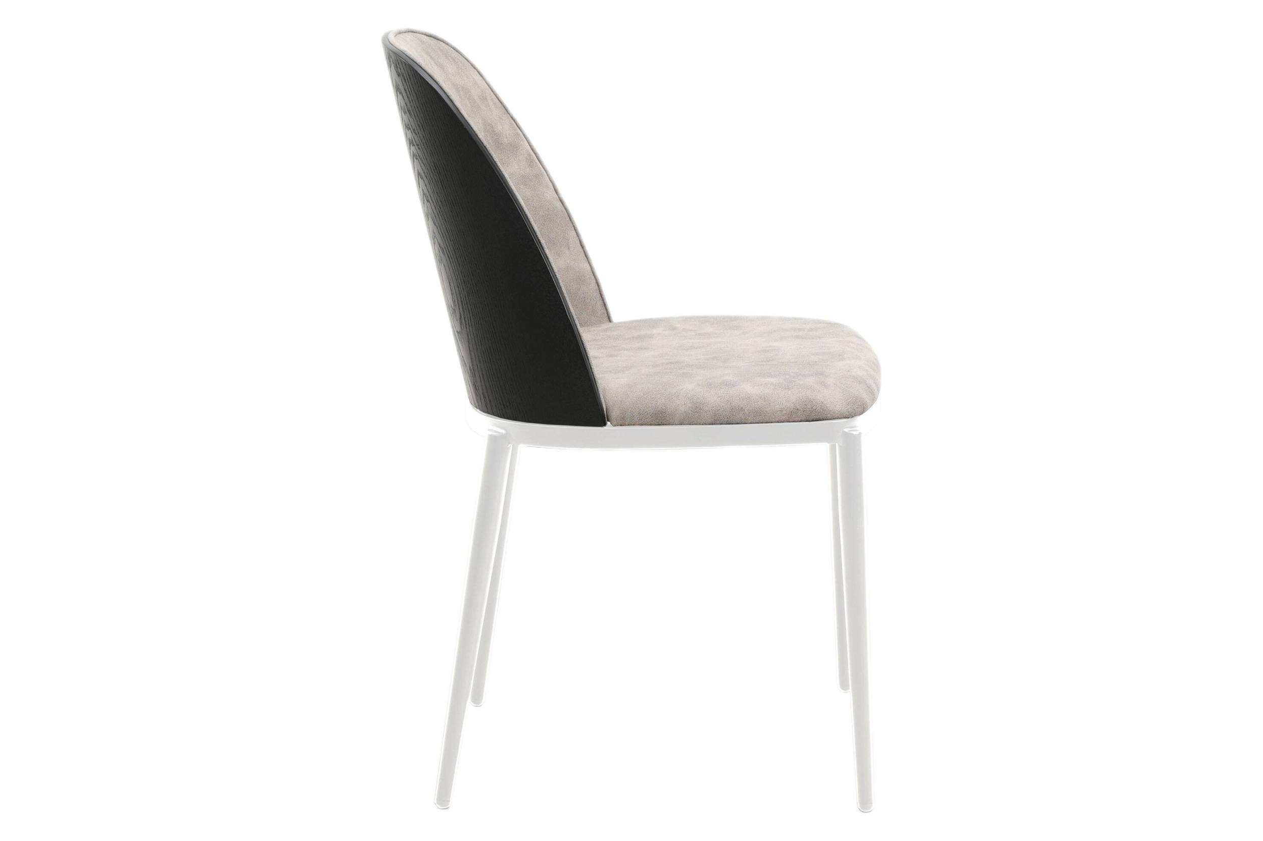 LeisureMod Tule Mid-Century Modern Dining Side Chair with White Powder-Coated Steel Frame - Black/Charcoal