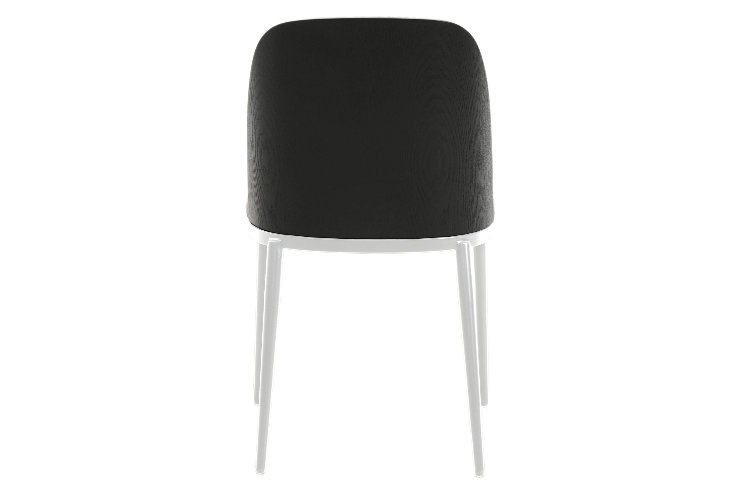 LeisureMod Tule Mid-Century Modern Dining Side Chair with White Powder-Coated Steel Frame - Black/Charcoal