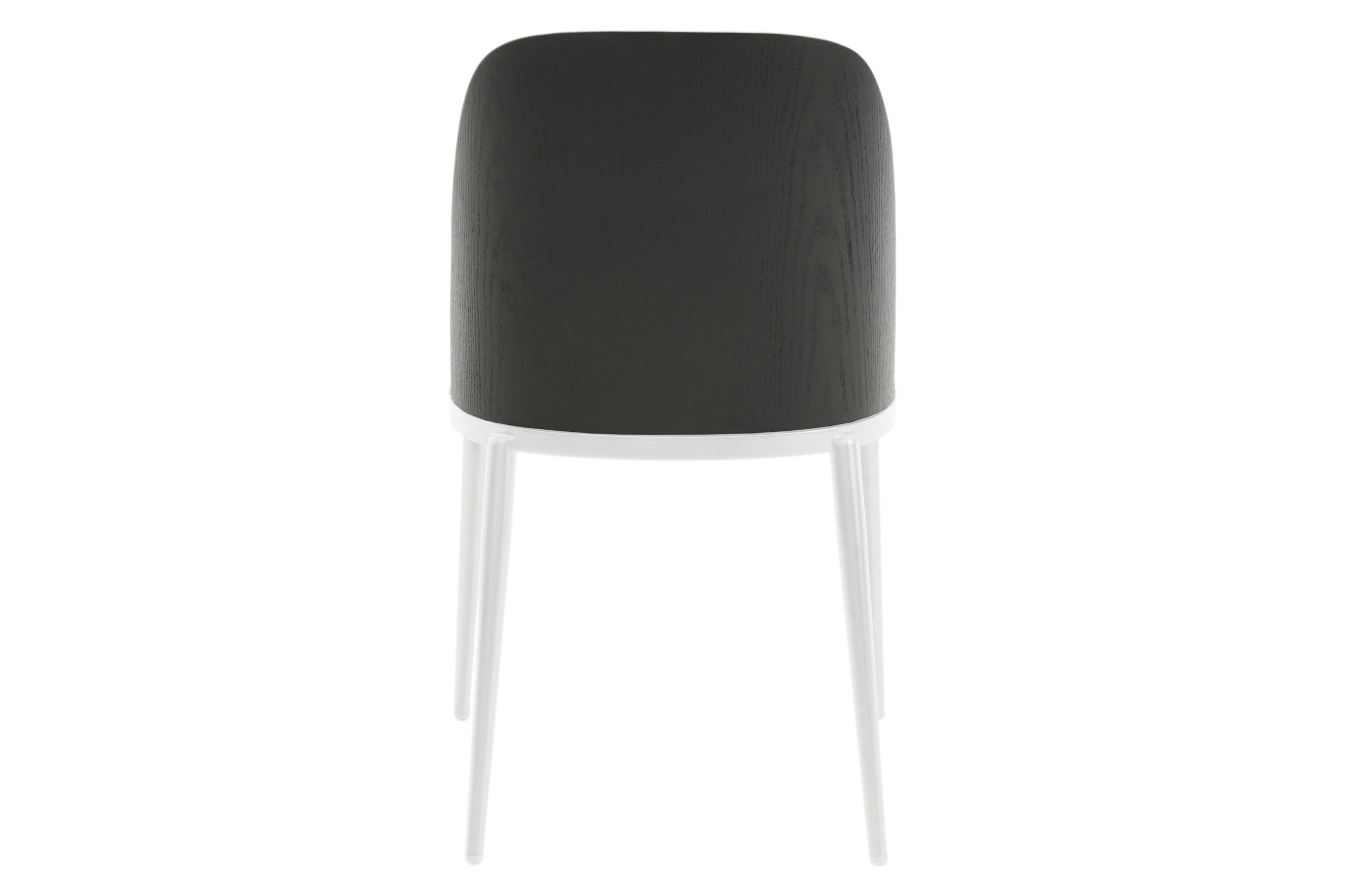 LeisureMod Tule Mid-Century Modern Dining Side Chair with White Powder-Coated Steel Frame - Black/White