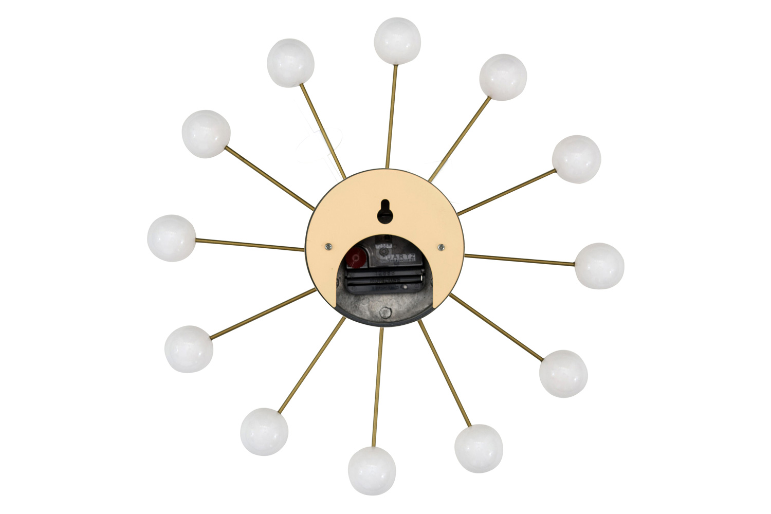 LeisureMod Concordia Modern Design Round Balls Silent Non-Ticking Wall Clock - White