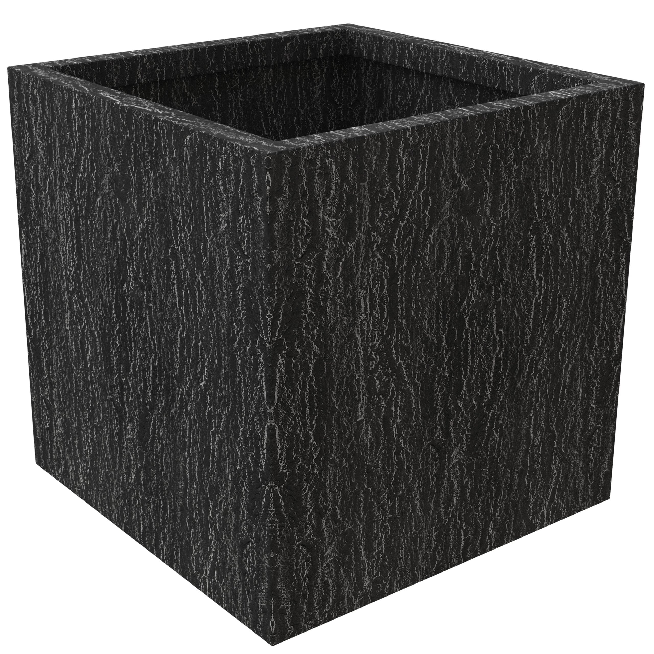 LeisureMod Verdura Modern 22" Square Fiberstone and Clay Planter with Drainage Holes