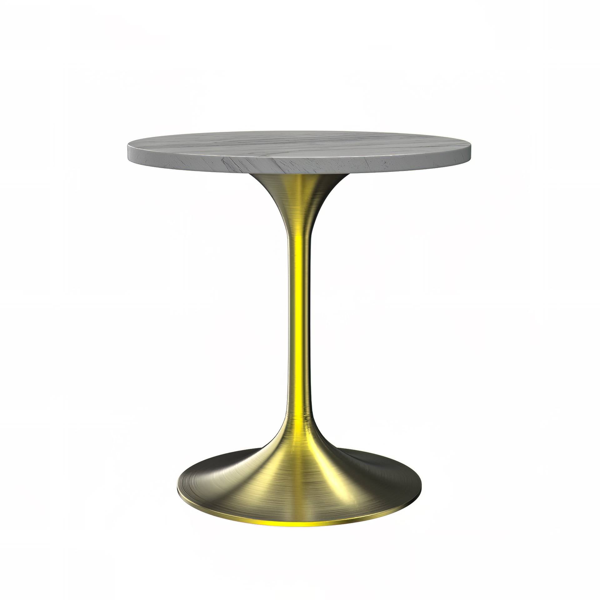 LeisureMod Verve Modern 27" Round Dining Table with Resin Top and White Steel Pedestal Base