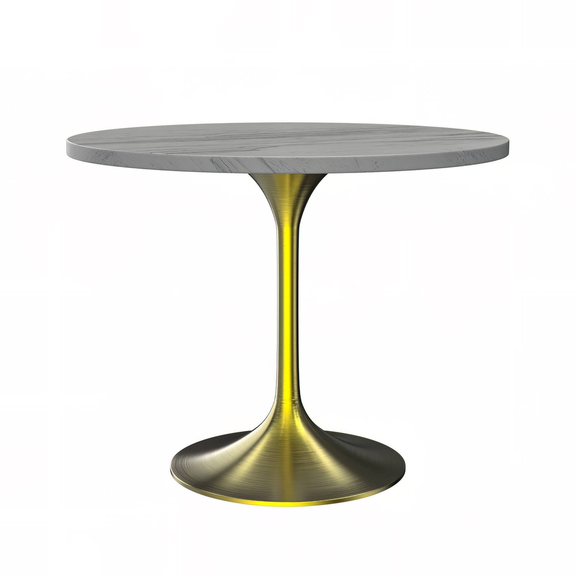 LeisureMod Verve Modern 27" Round Dining Table with Resin Top and White Steel Pedestal Base