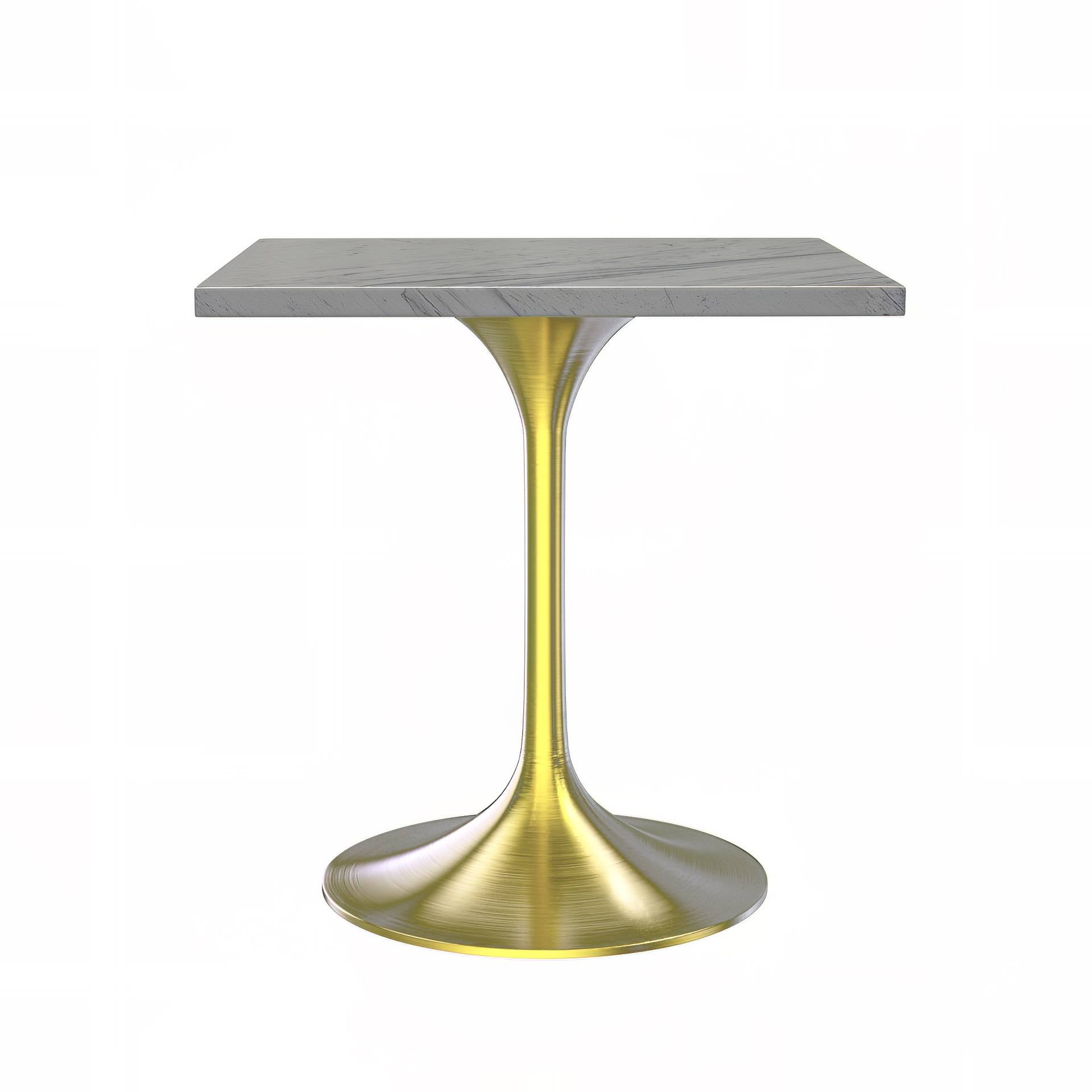 LeisureMod Verve Modern 27" Square Dining Table with Resin Top and Brushed Steel Base