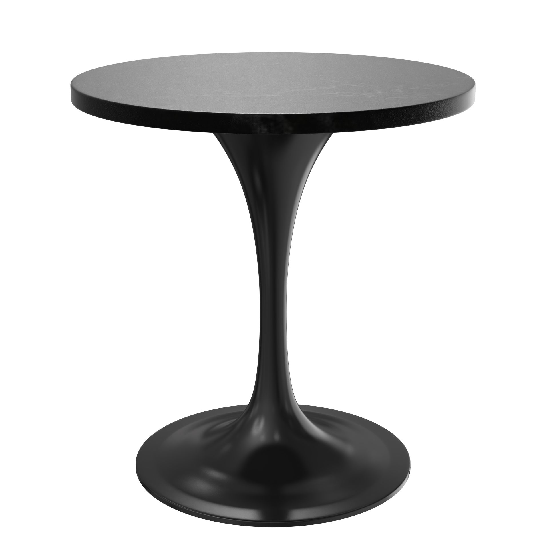 LeisureMod Verve Modern 27" Round Dining Table with MDF Top and Black Steel Pedestal Base