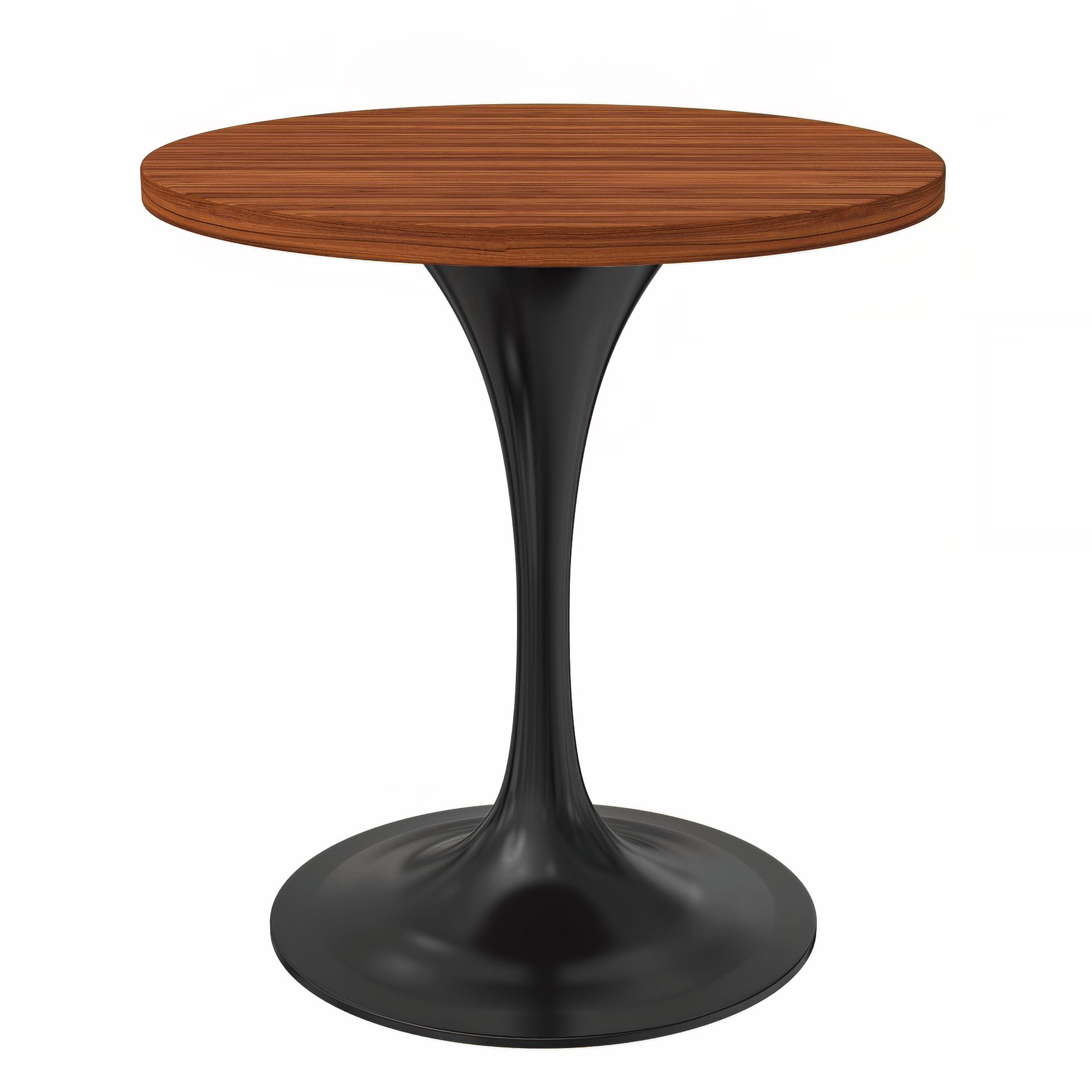 LeisureMod Verve Modern 27" Round Dining Table with MDF Top and Black Steel Pedestal Base