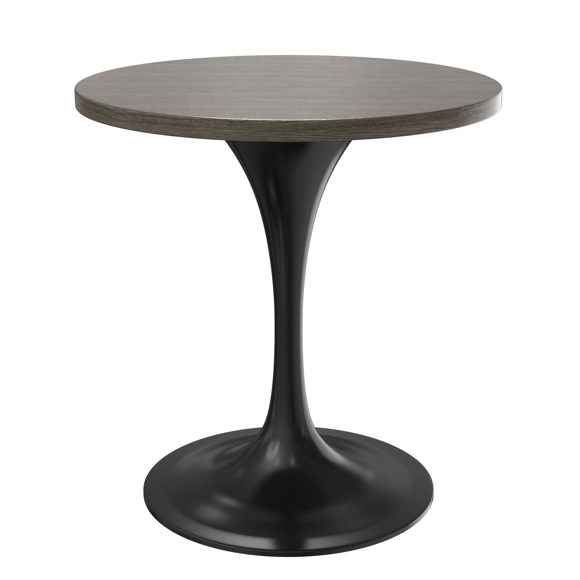 LeisureMod Verve Modern 27" Round Dining Table with MDF Top and Black Steel Pedestal Base