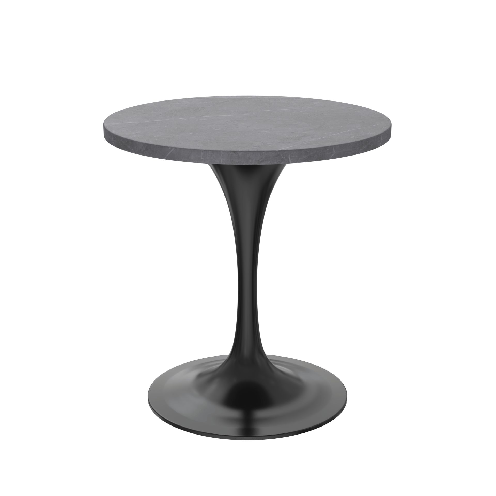 LeisureMod Verve Modern 27" Round Dining Table with Sintered Stone Top and Black Steel Pedestal Base