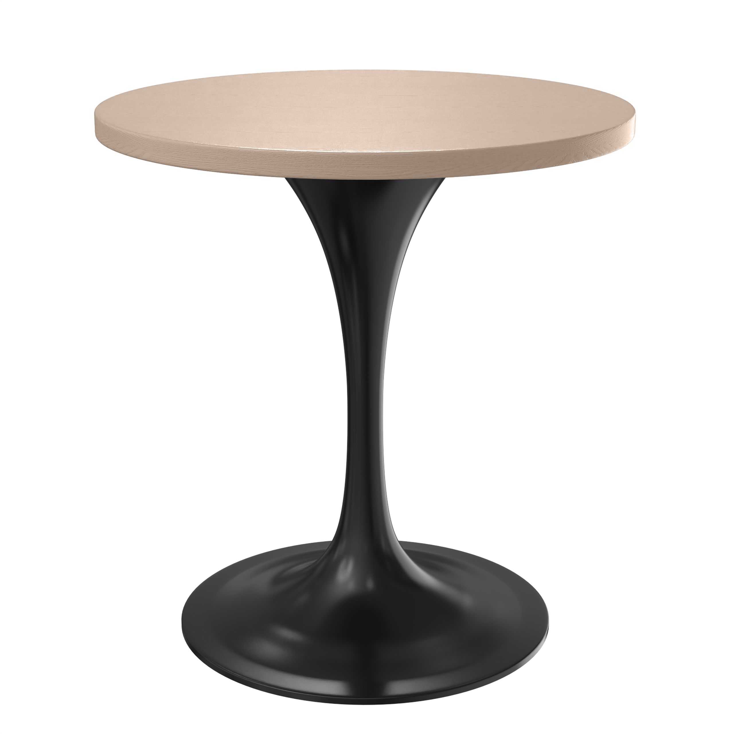 LeisureMod Verve Modern 27" Round Dining Table with MDF Top and Black Steel Pedestal Base