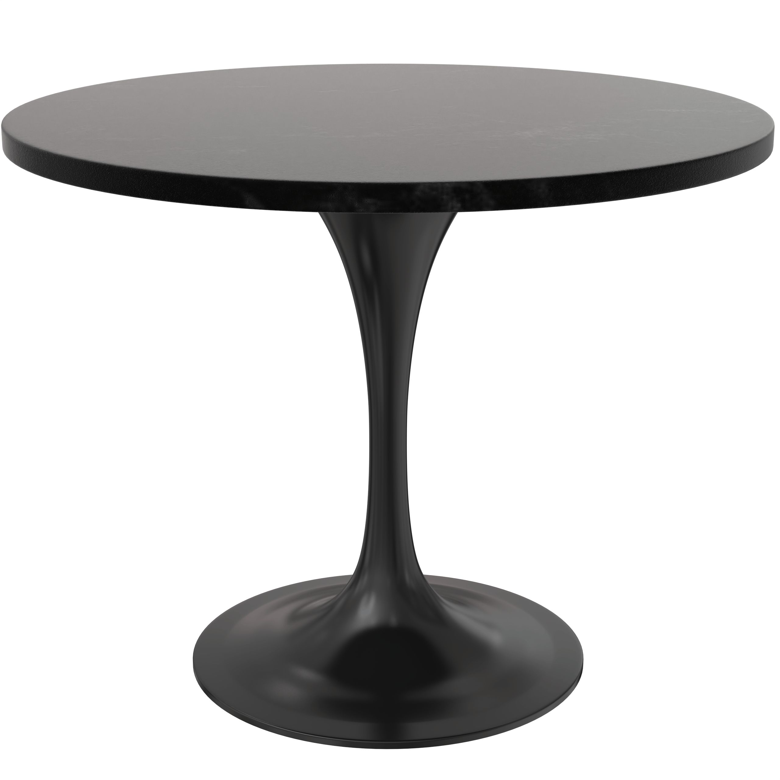 LeisureMod Verve Modern 27" Round Dining Table with MDF Top and Black Steel Pedestal Base