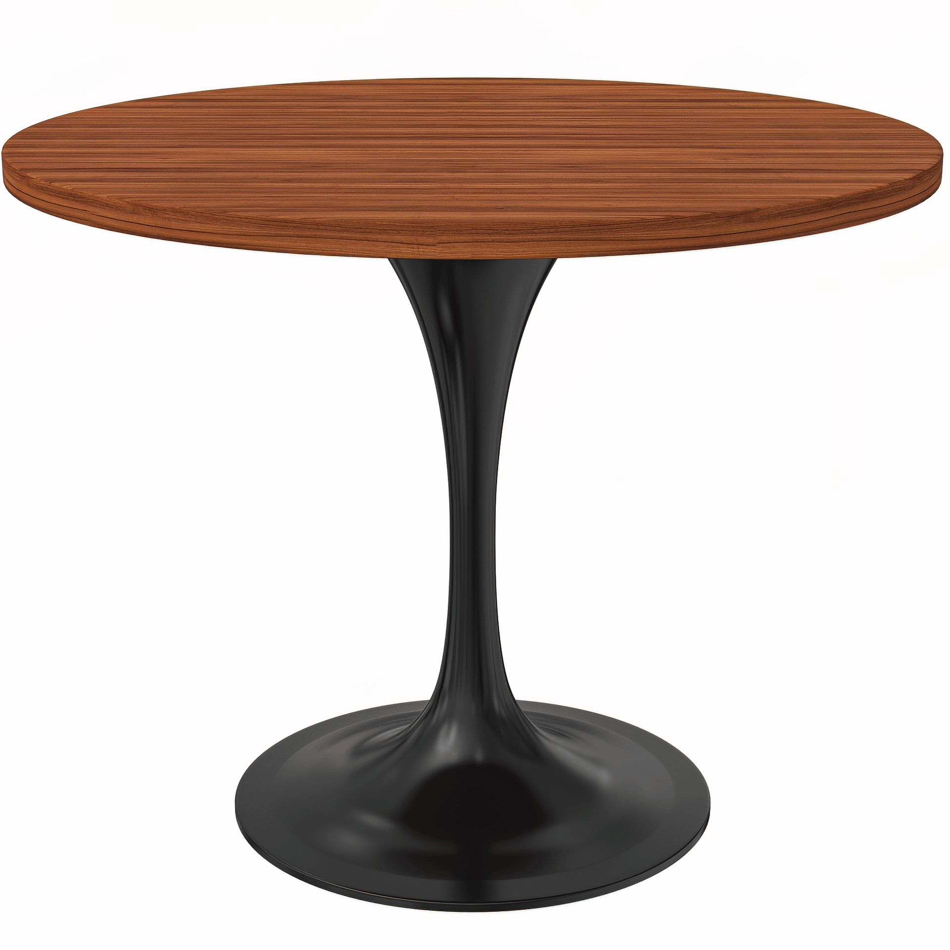 LeisureMod Verve Modern 27" Round Dining Table with MDF Top and Black Steel Pedestal Base