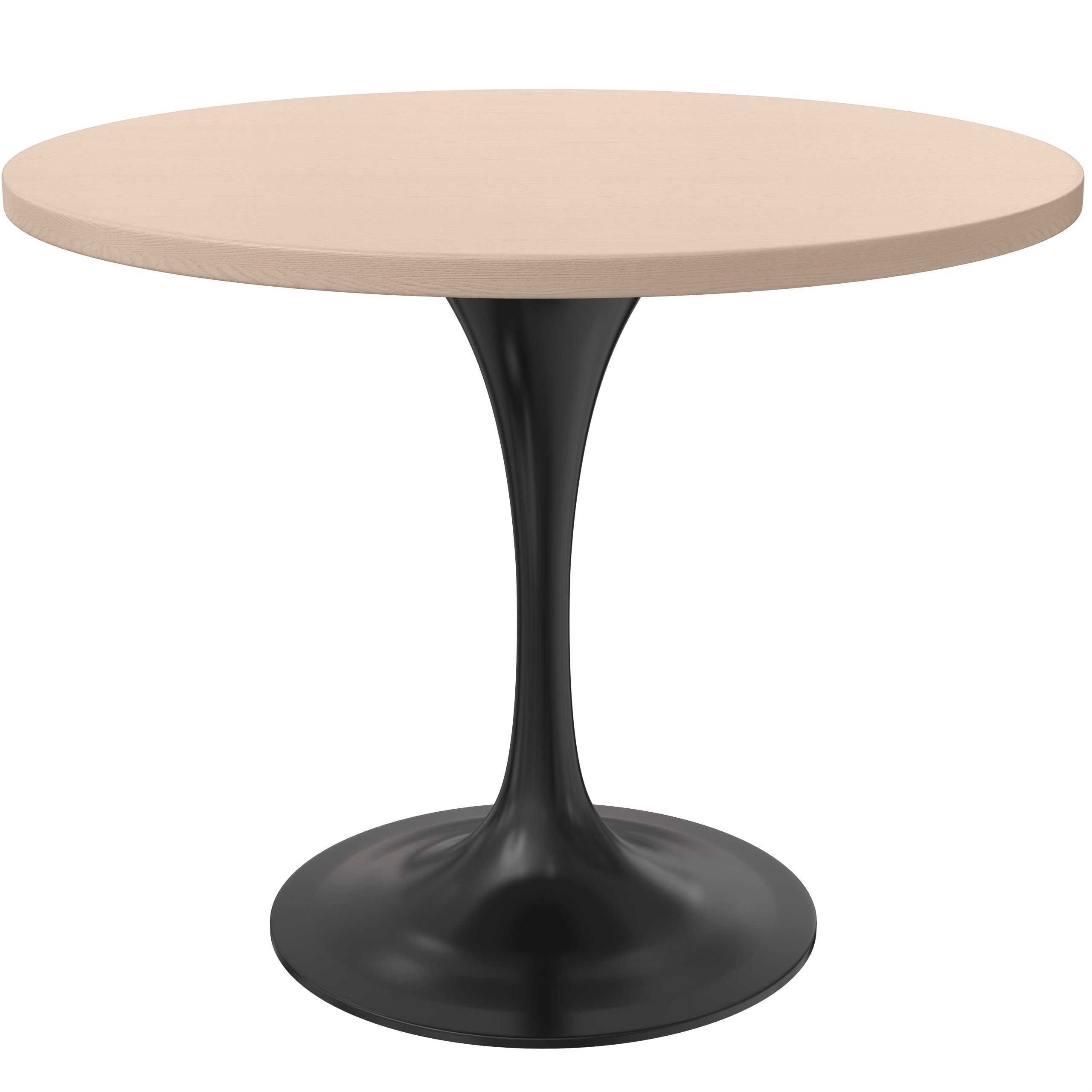 LeisureMod Verve Modern 27" Round Dining Table with MDF Top and Black Steel Pedestal Base