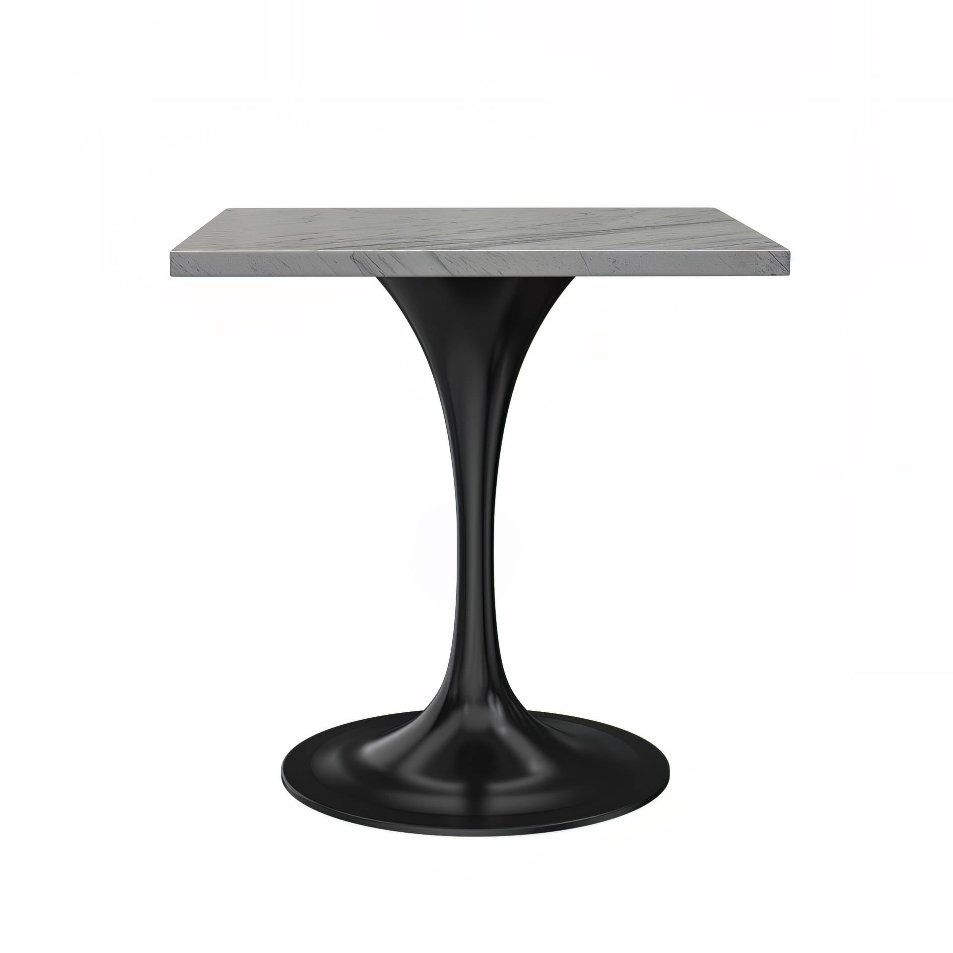 LeisureMod Verve Modern 27" Square Dining Table with Resin Top and Brushed Steel Base