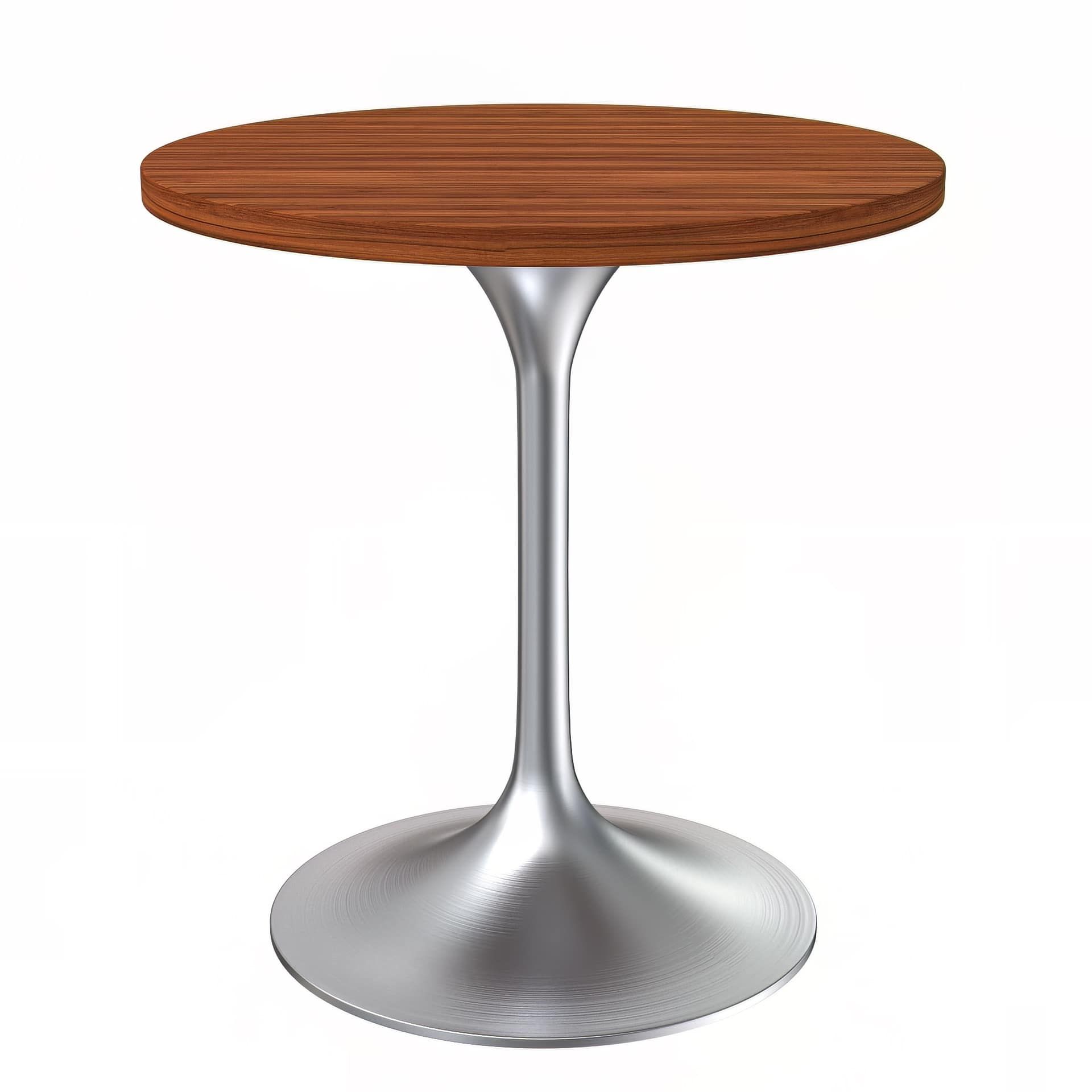 LeisureMod Verve Modern 27" Round Dining Table with MDF Top and Brushed Chrome Pedestal Base