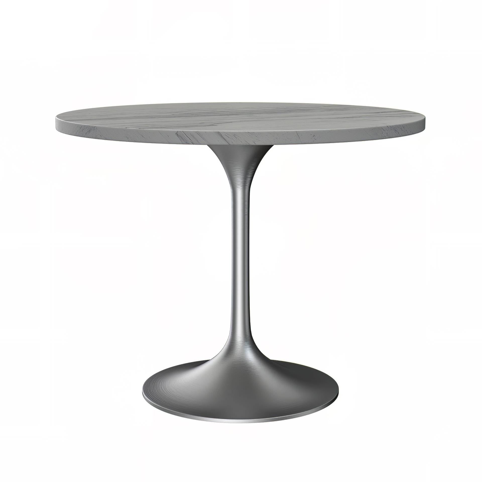 LeisureMod Verve Modern 27" Round Dining Table with Resin Top and White Steel Pedestal Base