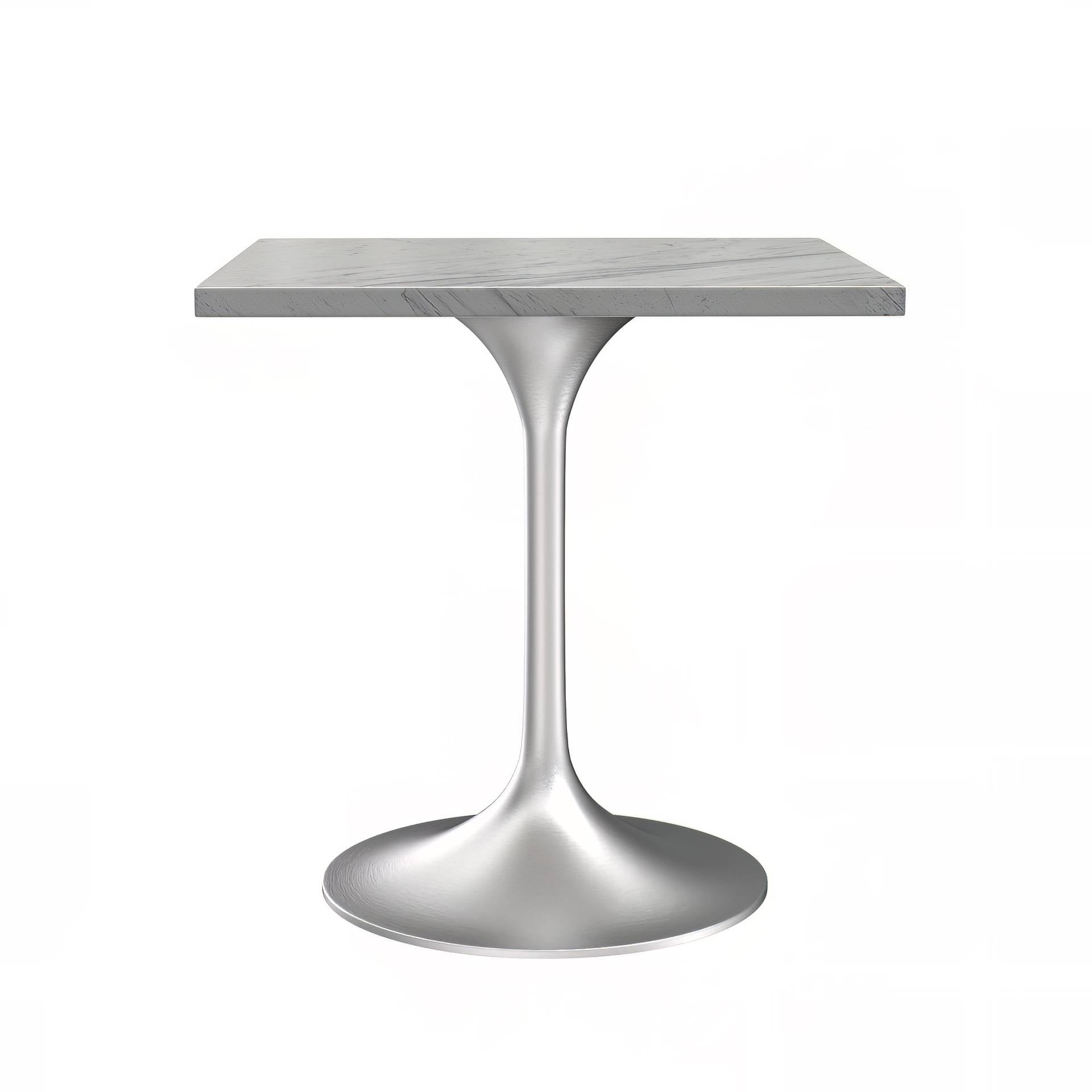 LeisureMod Verve Modern 27" Square Dining Table with Resin Top and Brushed Steel Base