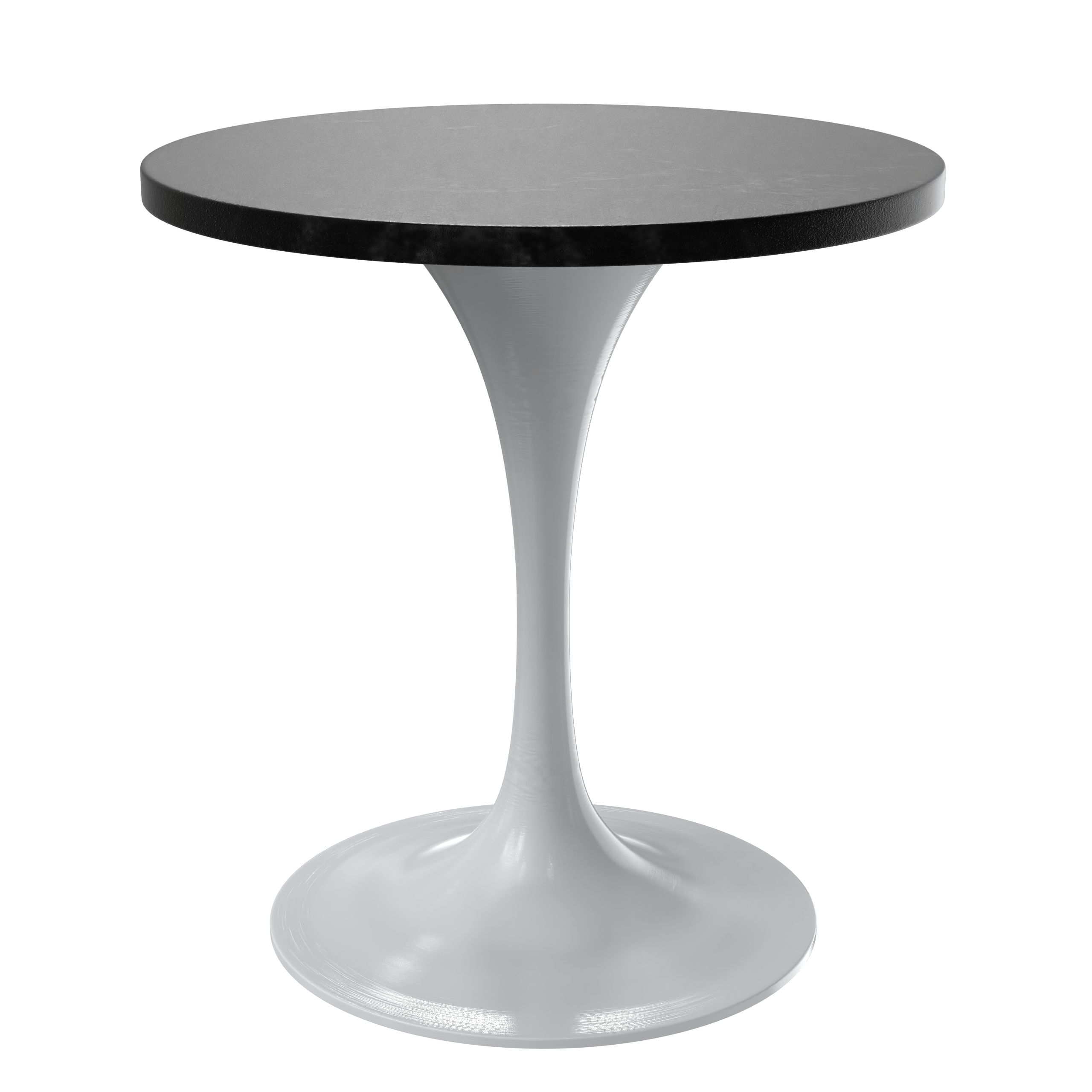 LeisureMod Verve Modern Round Dining Table with 27" MDF Tabletop and White Steel Pedestal Base