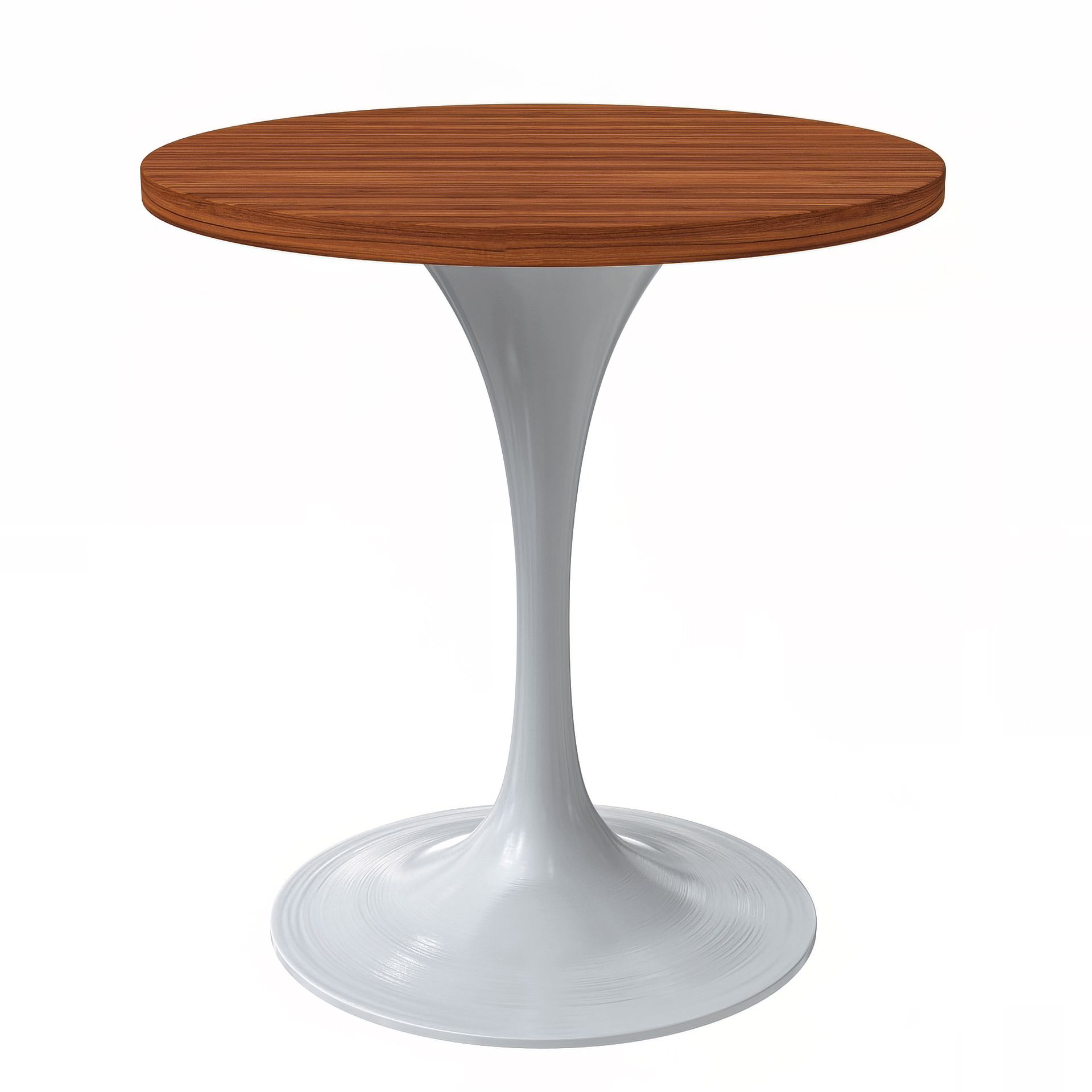 LeisureMod Verve Modern Round Dining Table with 27" MDF Tabletop and White Steel Pedestal Base