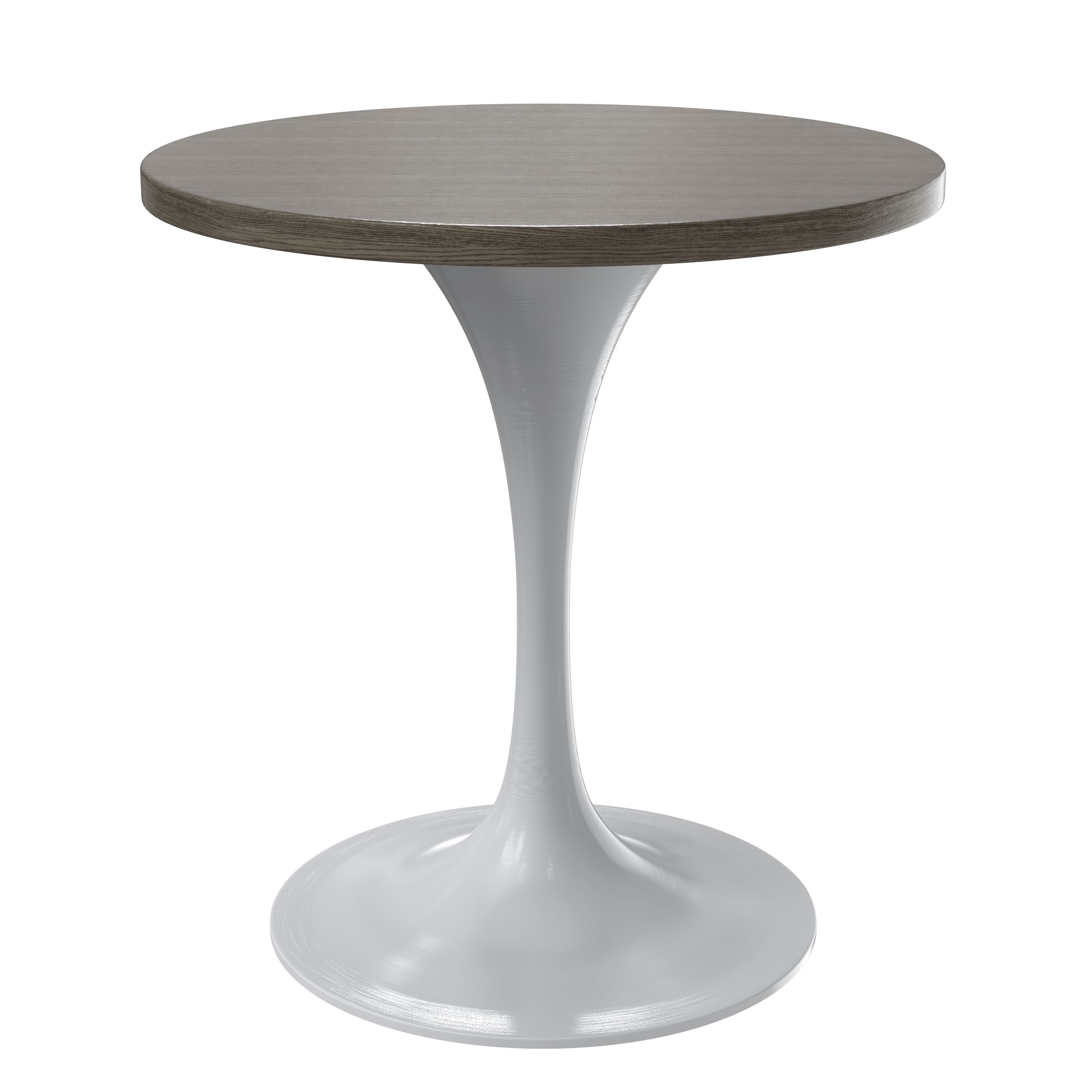 LeisureMod Verve Modern Round Dining Table with 27" MDF Tabletop and White Steel Pedestal Base