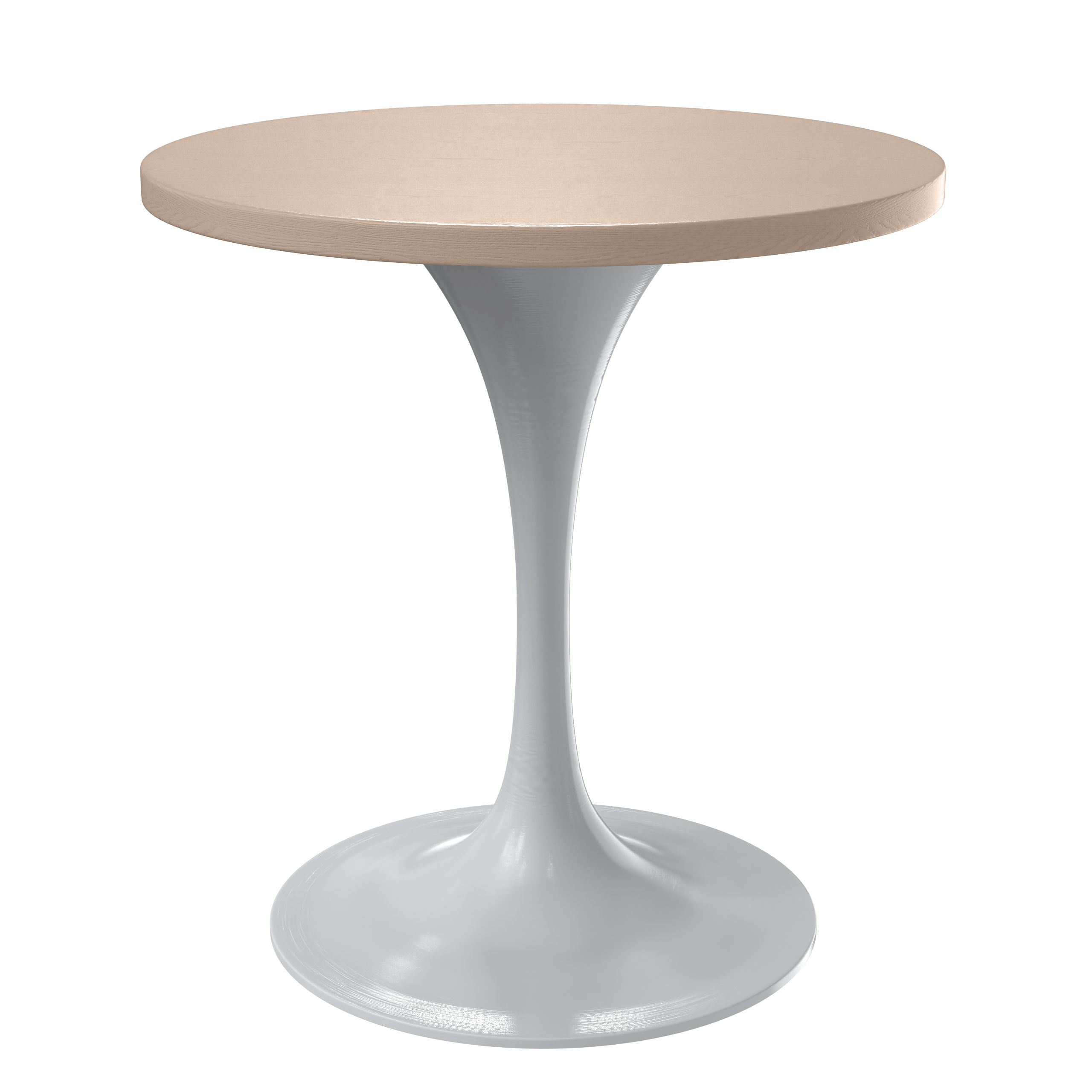 LeisureMod Verve Modern Round Dining Table with 27" MDF Tabletop and White Steel Pedestal Base