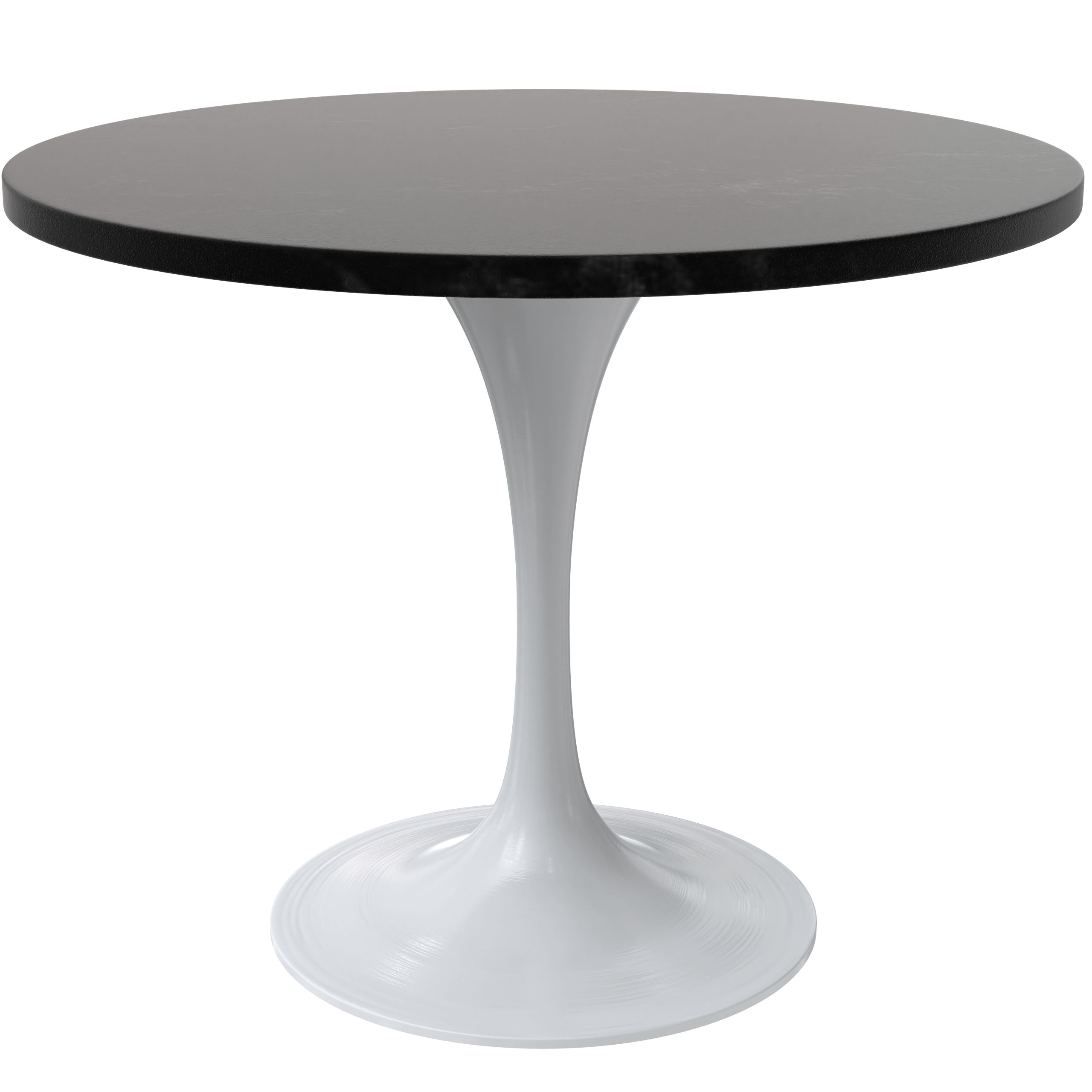 LeisureMod Verve Modern Round Dining Table with 27" MDF Tabletop and White Steel Pedestal Base