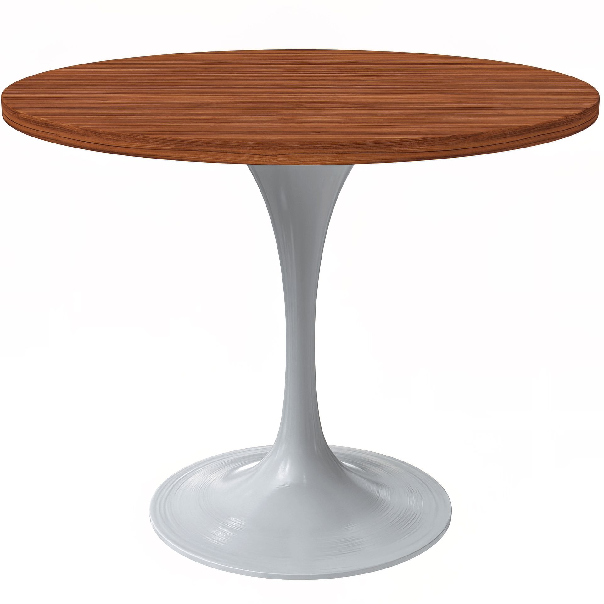 LeisureMod Verve Modern Round Dining Table with 27" MDF Tabletop and White Steel Pedestal Base