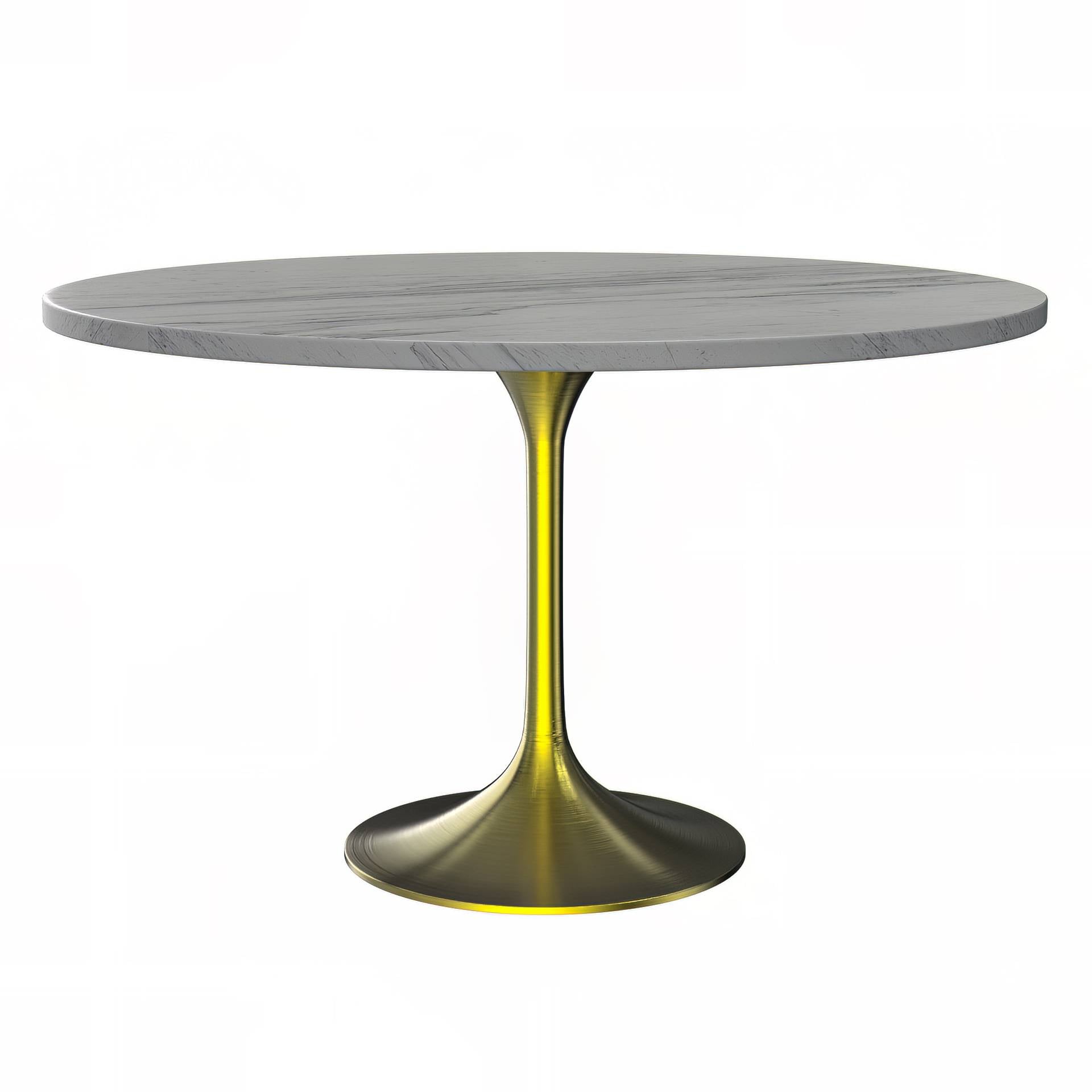 LeisureMod Verve Modern 27" Round Dining Table with Resin Top and White Steel Pedestal Base