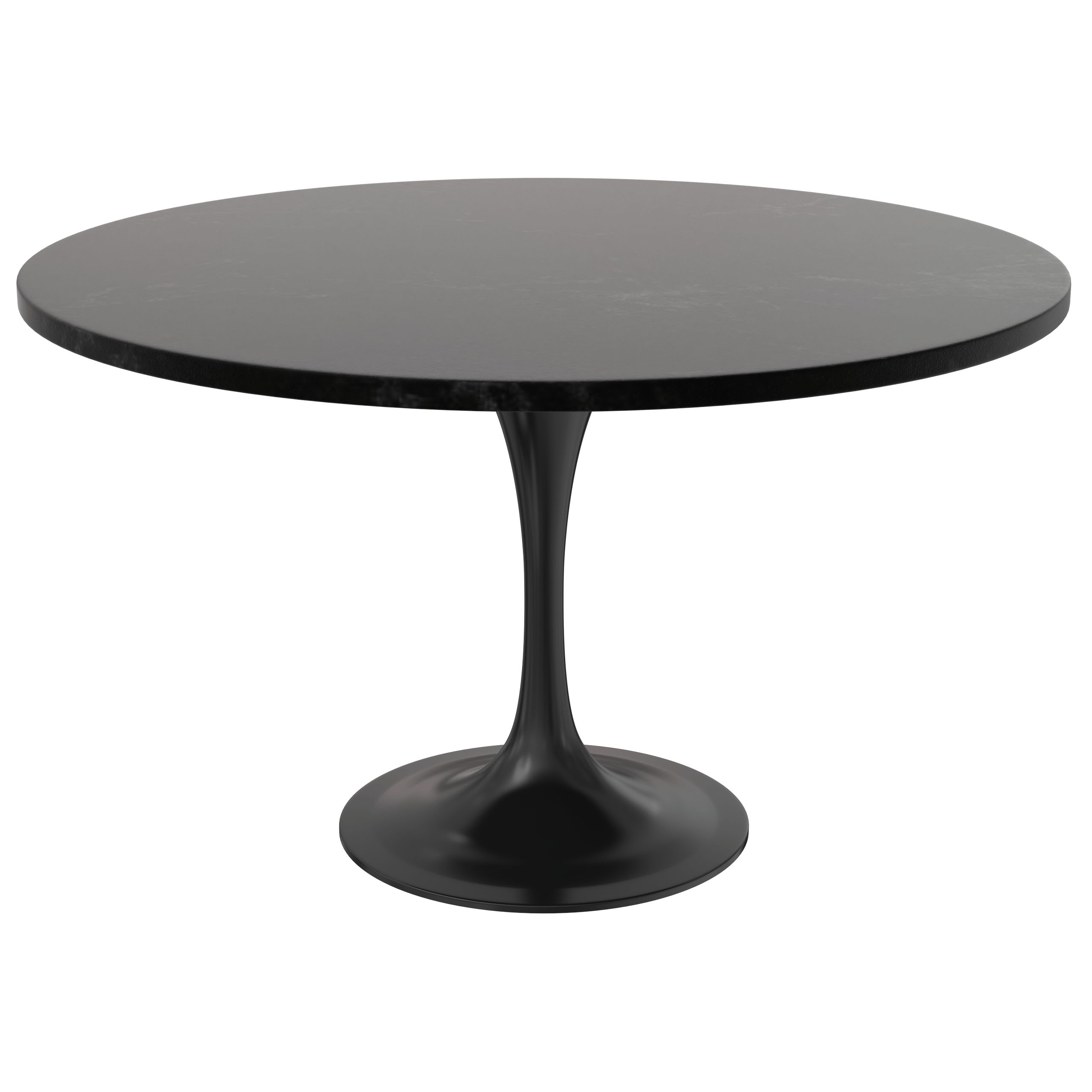 LeisureMod Verve Modern 27" Round Dining Table with MDF Top and Black Steel Pedestal Base