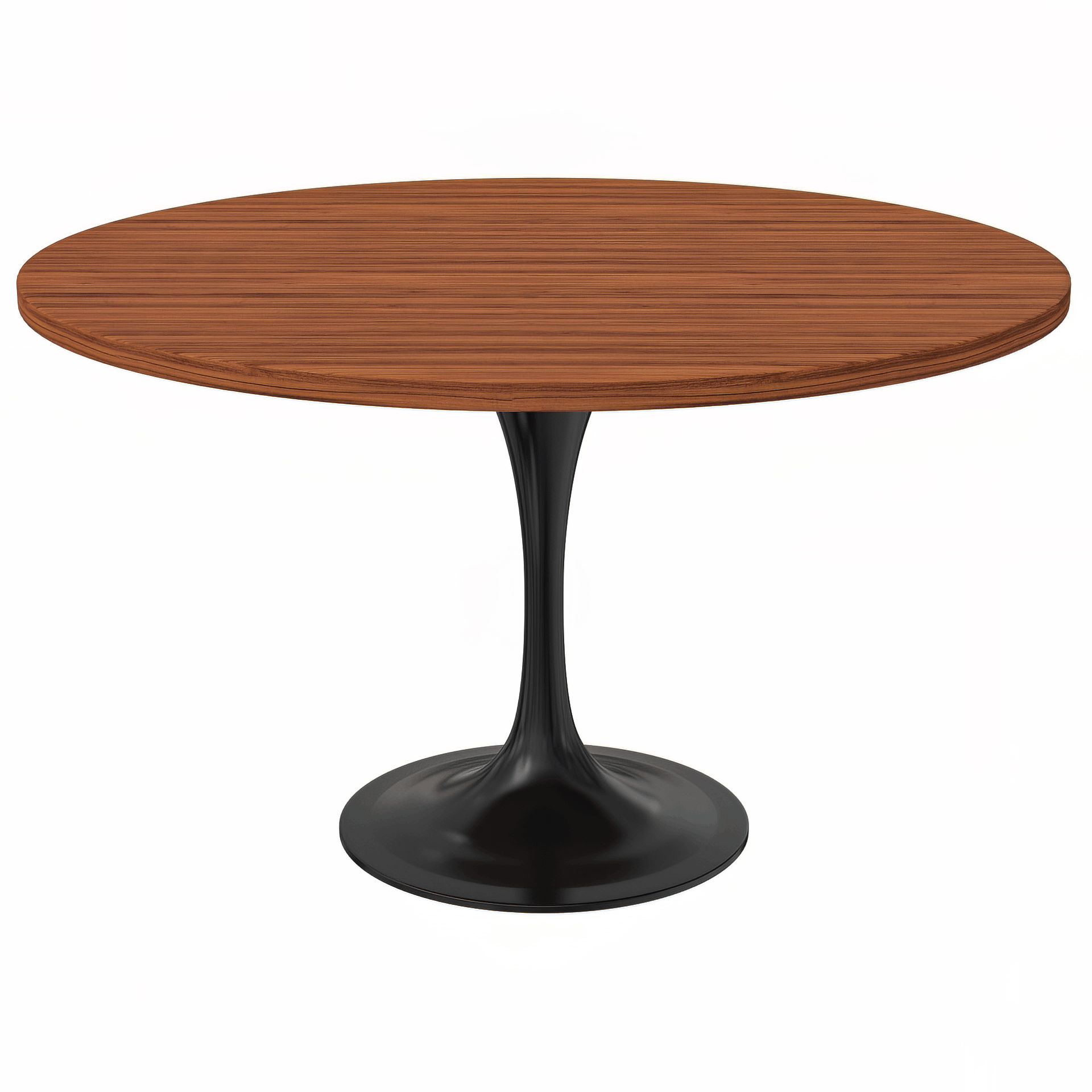 LeisureMod Verve Modern 27" Round Dining Table with MDF Top and Black Steel Pedestal Base