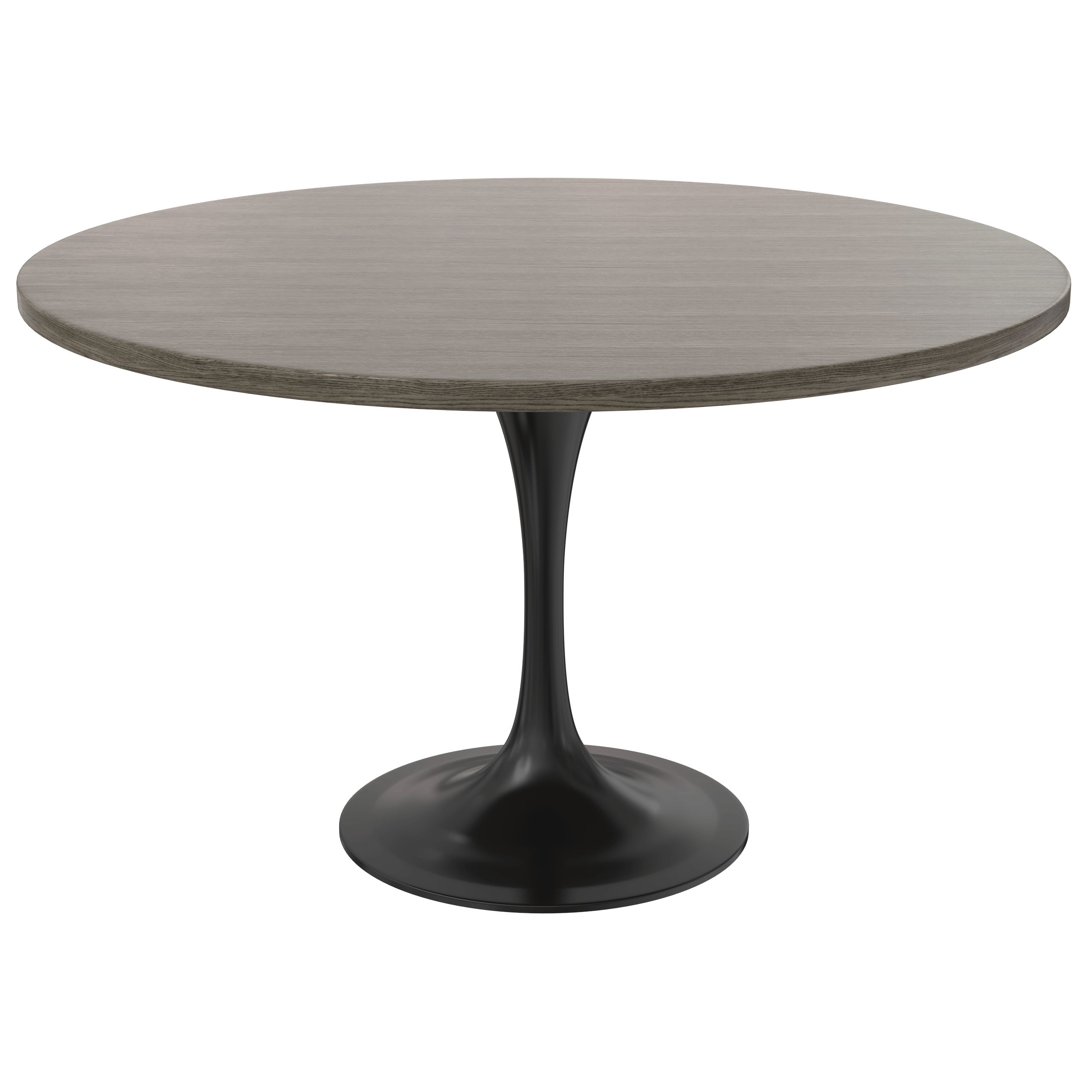 LeisureMod Verve Modern 27" Round Dining Table with MDF Top and Black Steel Pedestal Base