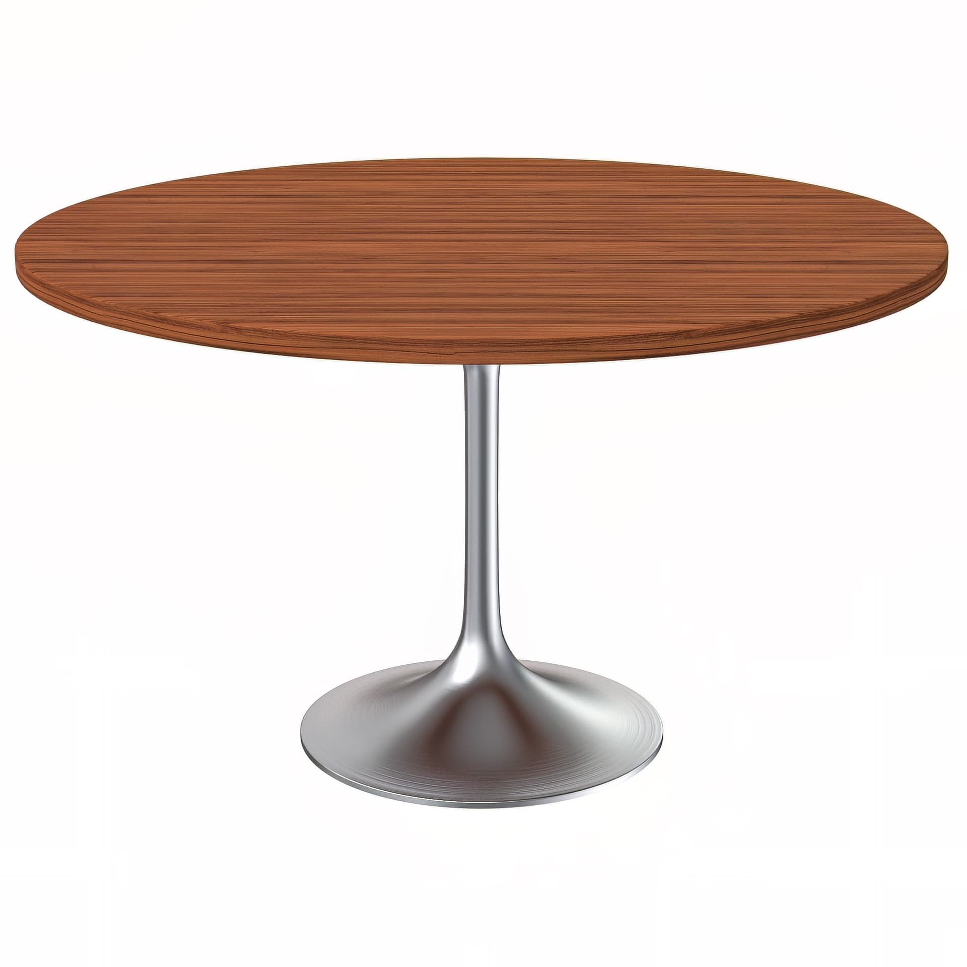 LeisureMod Verve Modern 27" Round Dining Table with MDF Top and Brushed Chrome Pedestal Base