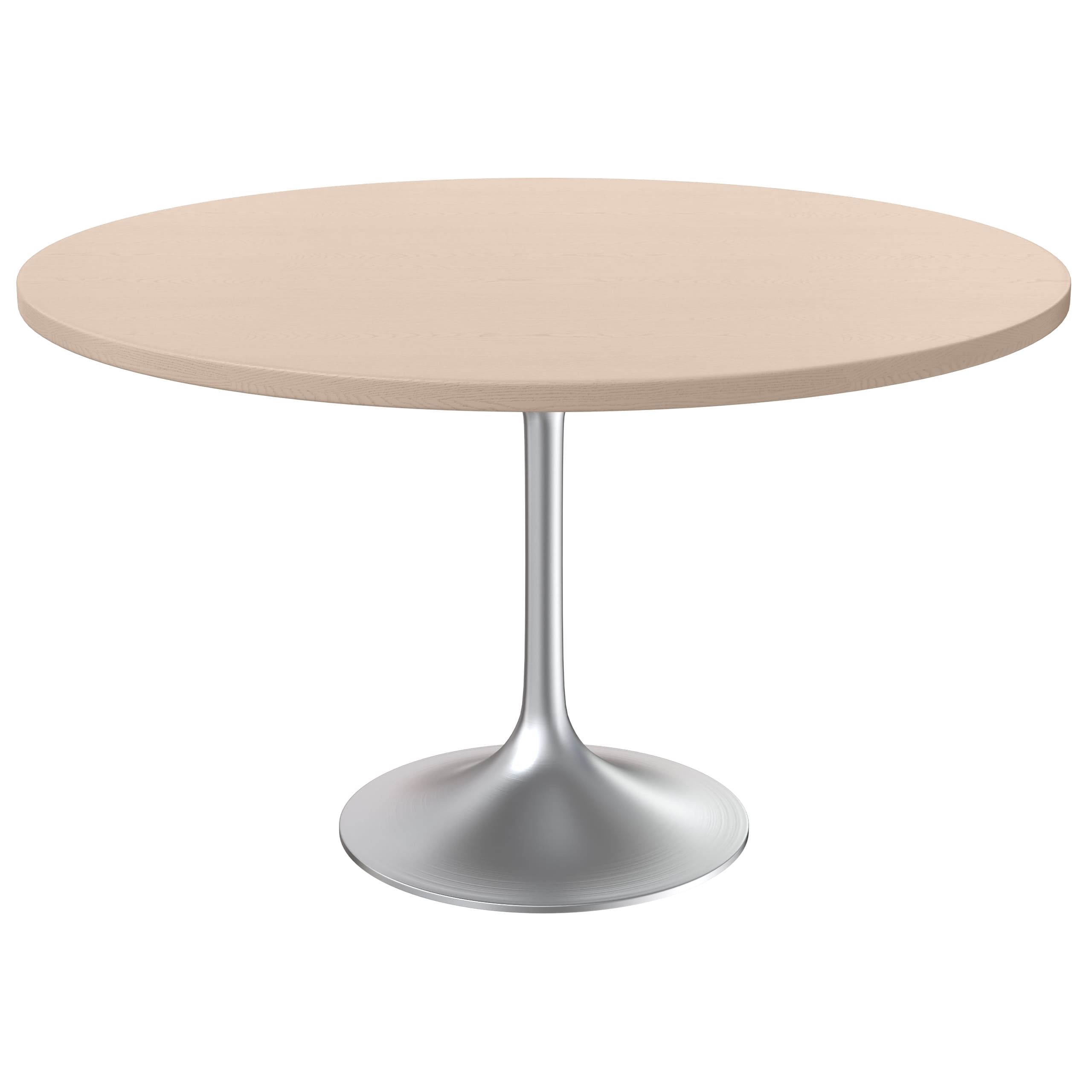 LeisureMod Verve Modern 27" Round Dining Table with MDF Top and Brushed Chrome Pedestal Base