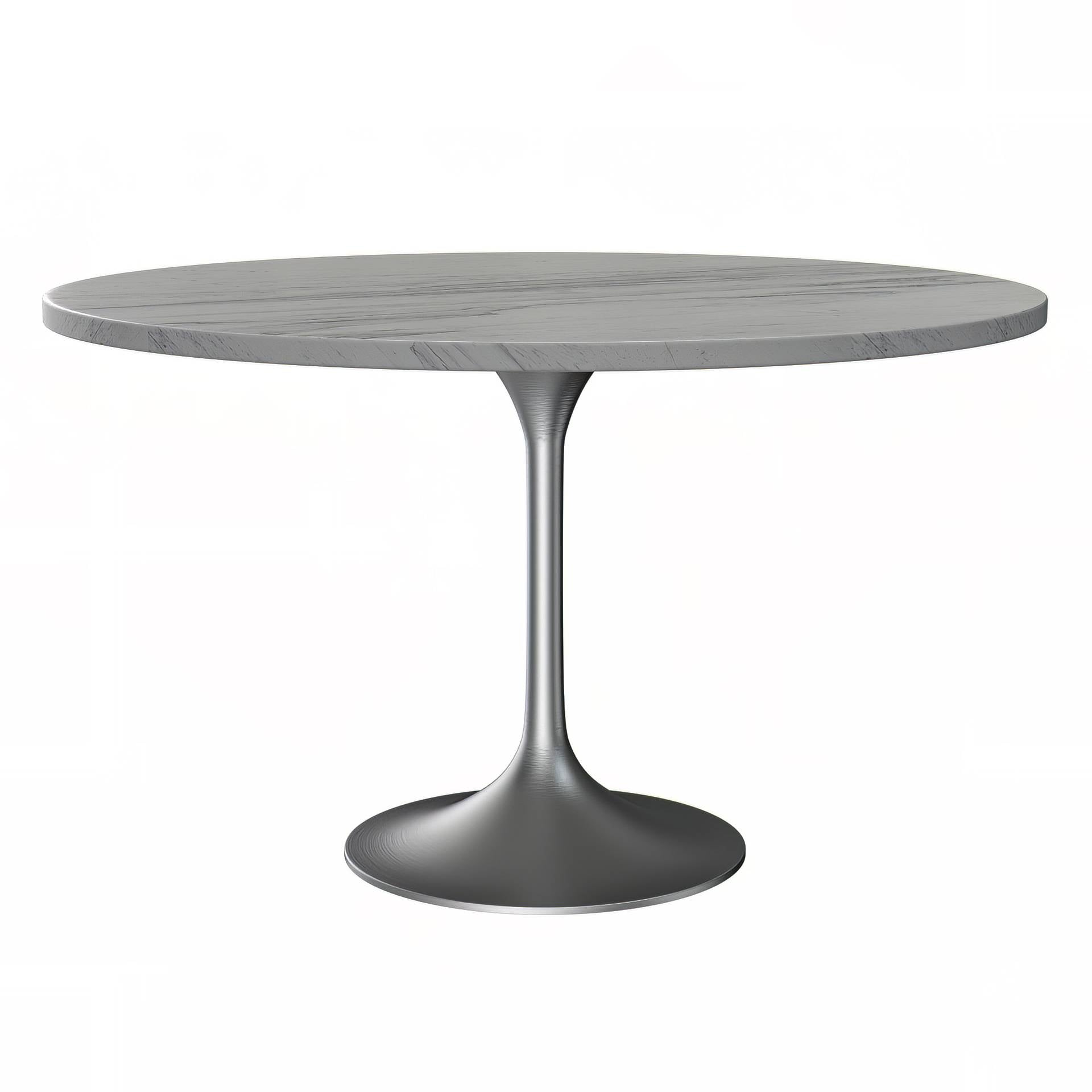 LeisureMod Verve Modern 27" Round Dining Table with Resin Top and White Steel Pedestal Base